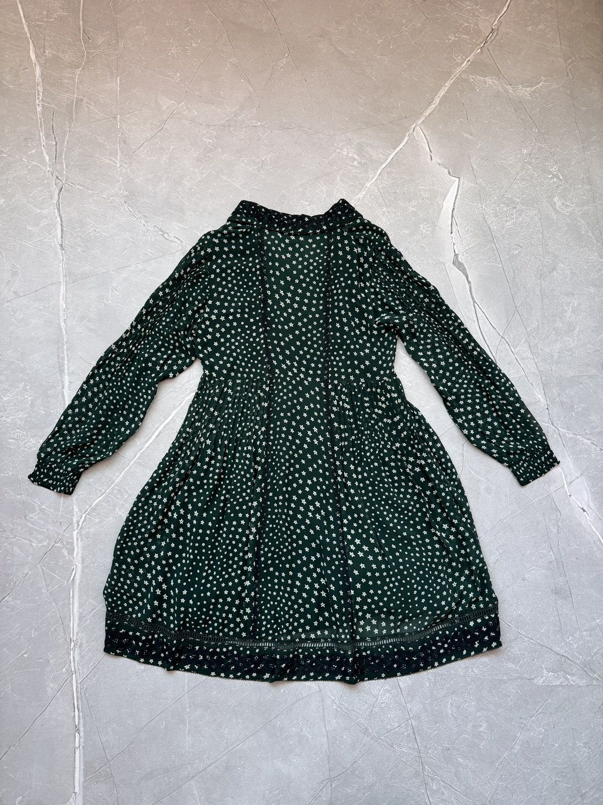Other Brora Silk Star Print Embroidered Dress Dark Green Size L / US 10 / IT 46 - 21 Thumbnail