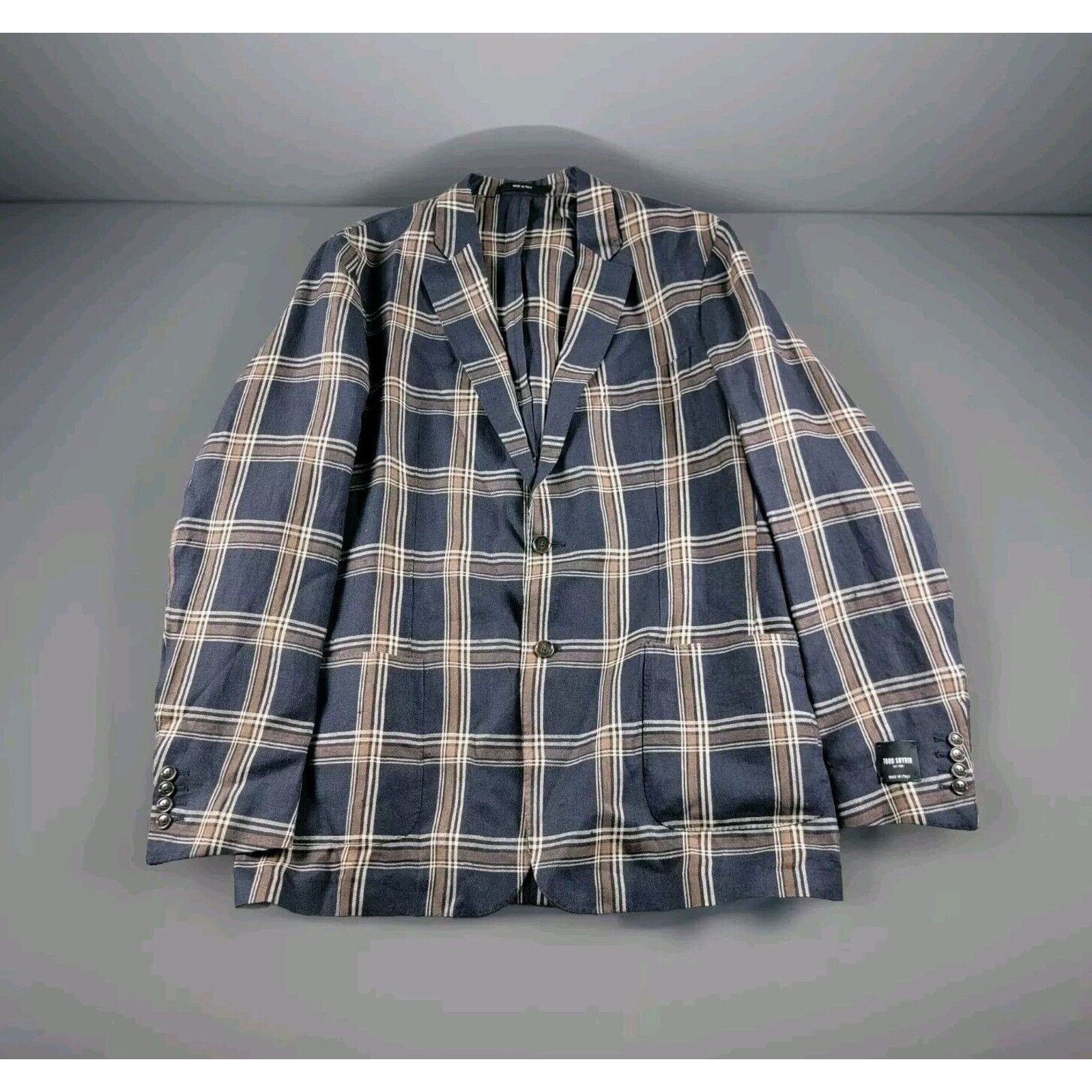 Todd Snyder Todd Snyder Mens Plaid Linen Sport Coat Blazer *Read Size 44L - 16 Thumbnail
