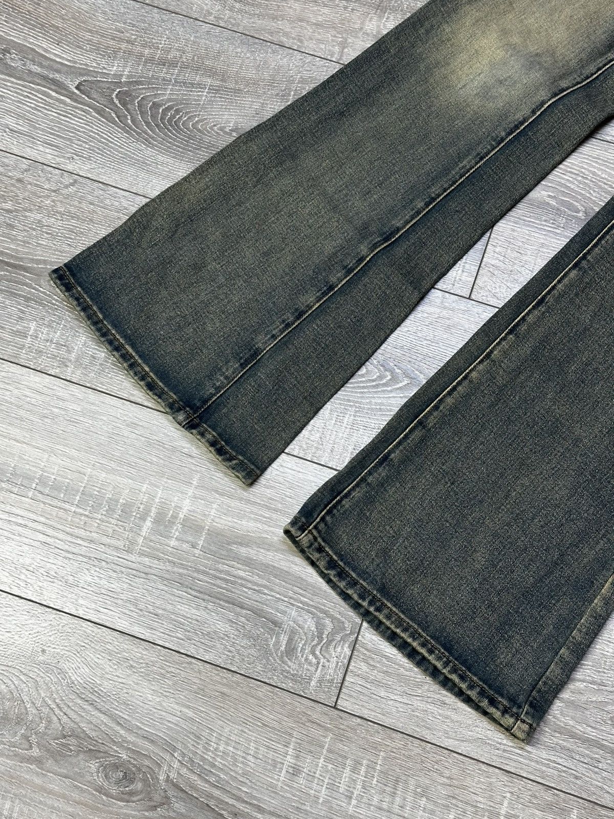 Designer Skull Rock Flare Jeans Punk Washed Size M Size 26" / US 2 / IT 38 - 8 Thumbnail
