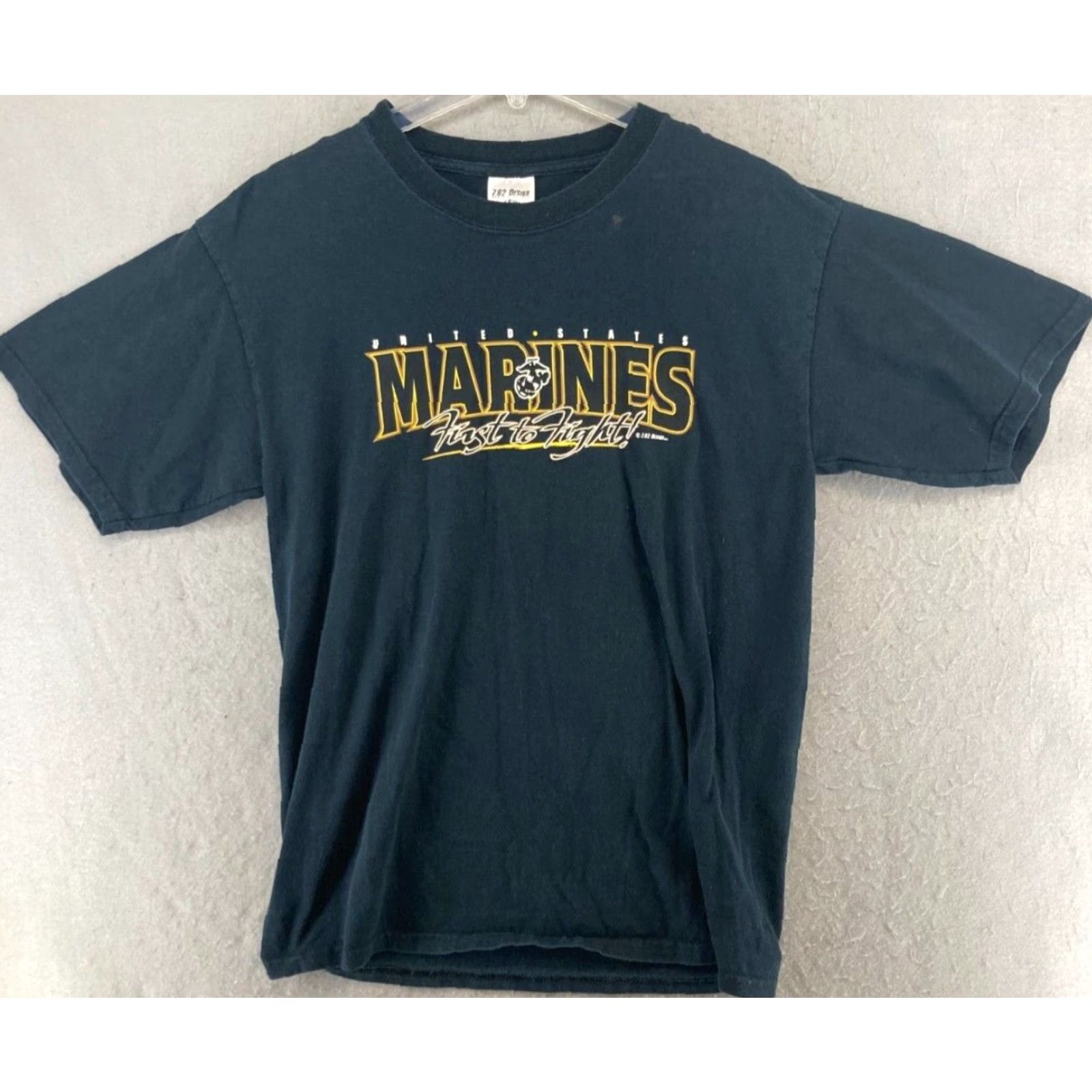 Vintage 7.62 Design Men's T-Shirt Large Black Graphic Marines Logo First To Fight USA Made Size US L / EU 52-54 / 3 - 2 Thumbnail