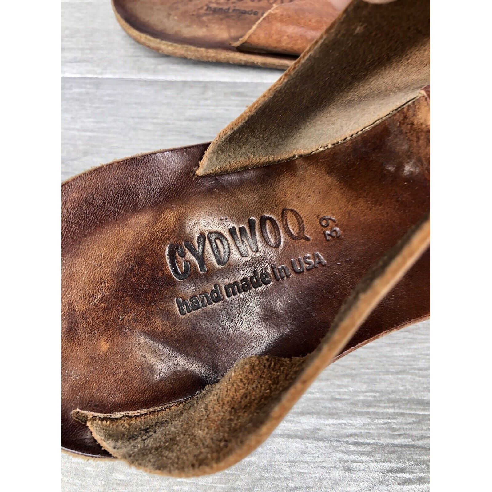 CYDWOQ Cydwoq Brown Leather Toe Post Strap Flat Handmade Sandals Wo Size US 9 / IT 39 - 6 Thumbnail