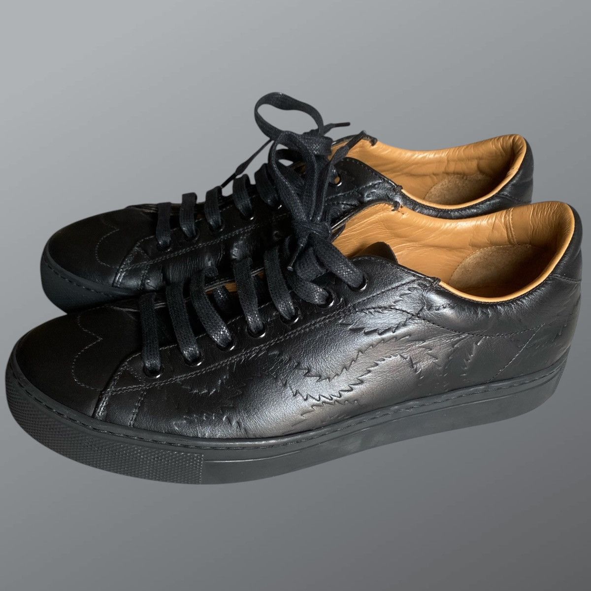 Vivienne Westwood Squiggle Embossed Leather Sneakers Size US 8.5 / EU 41-42 - 3 Thumbnail