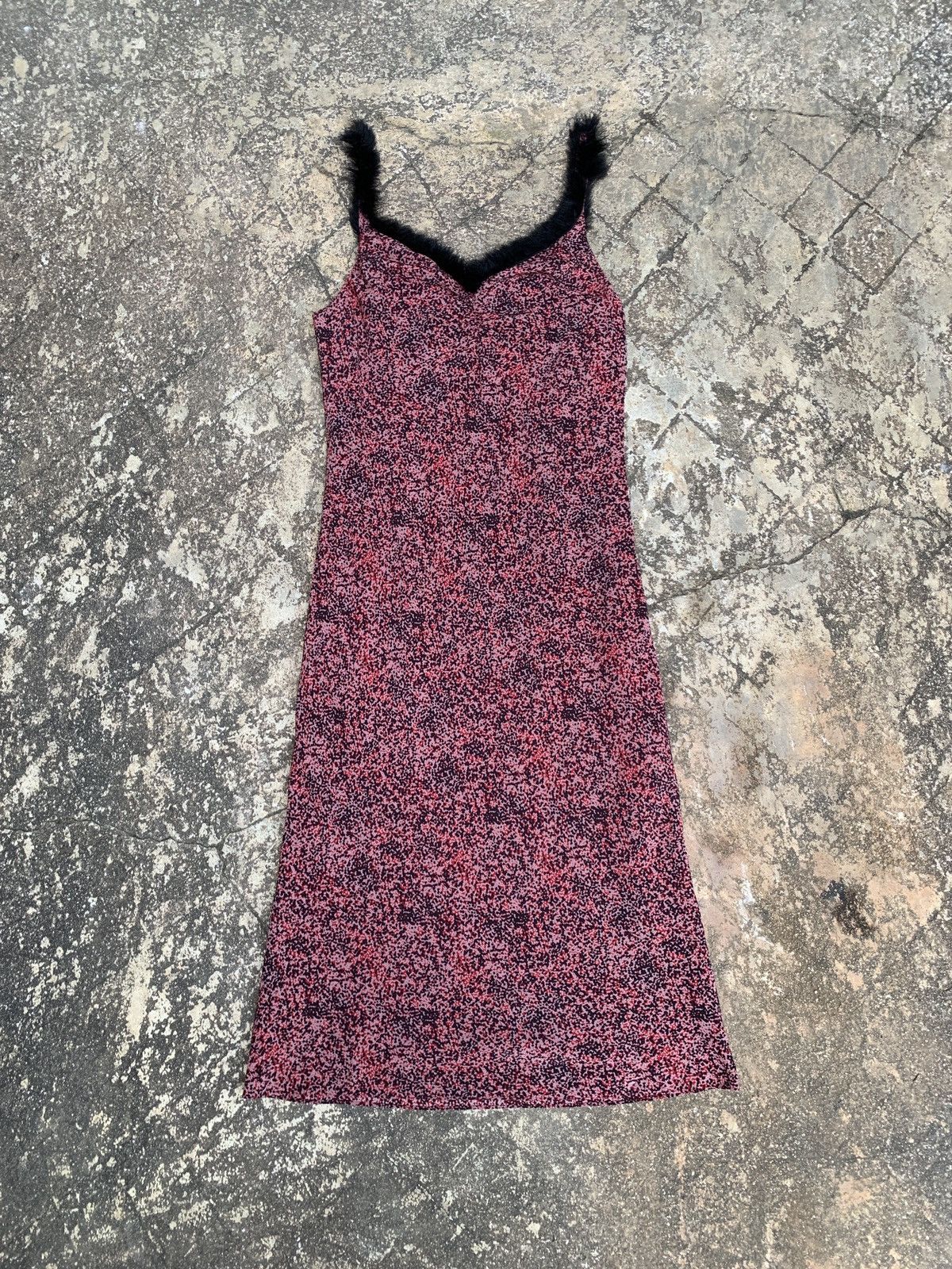 If Six Was Nine × Japanese Brand × Le Grande Bleu (L.G.B.) y2k Vivayou Japan Faux Fur Red Bitty Dot Silk Dress Size S / US 4 / IT 40 - 1 Thumbnail