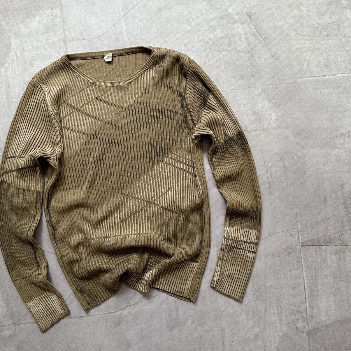 Hysteric Glamour × Undercover 00s Painted If Six Was Nine LGB Vibe Knit Ribbed Sweater Y2K Size US L / EU 52-54 / 3 - 2 Thumbnail
