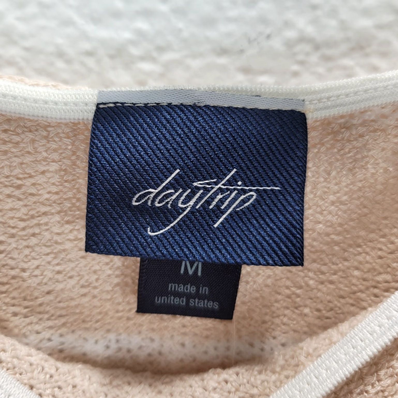 Vintage Day Trip Women's Sweater Knit Beige White Stripe Boat Neck Sz M NWT Pullover Rayon Polyester Knit Top Womens Use Only words from original title. Size M / US 6-8 / IT 42-44 - 3 Thumbnail