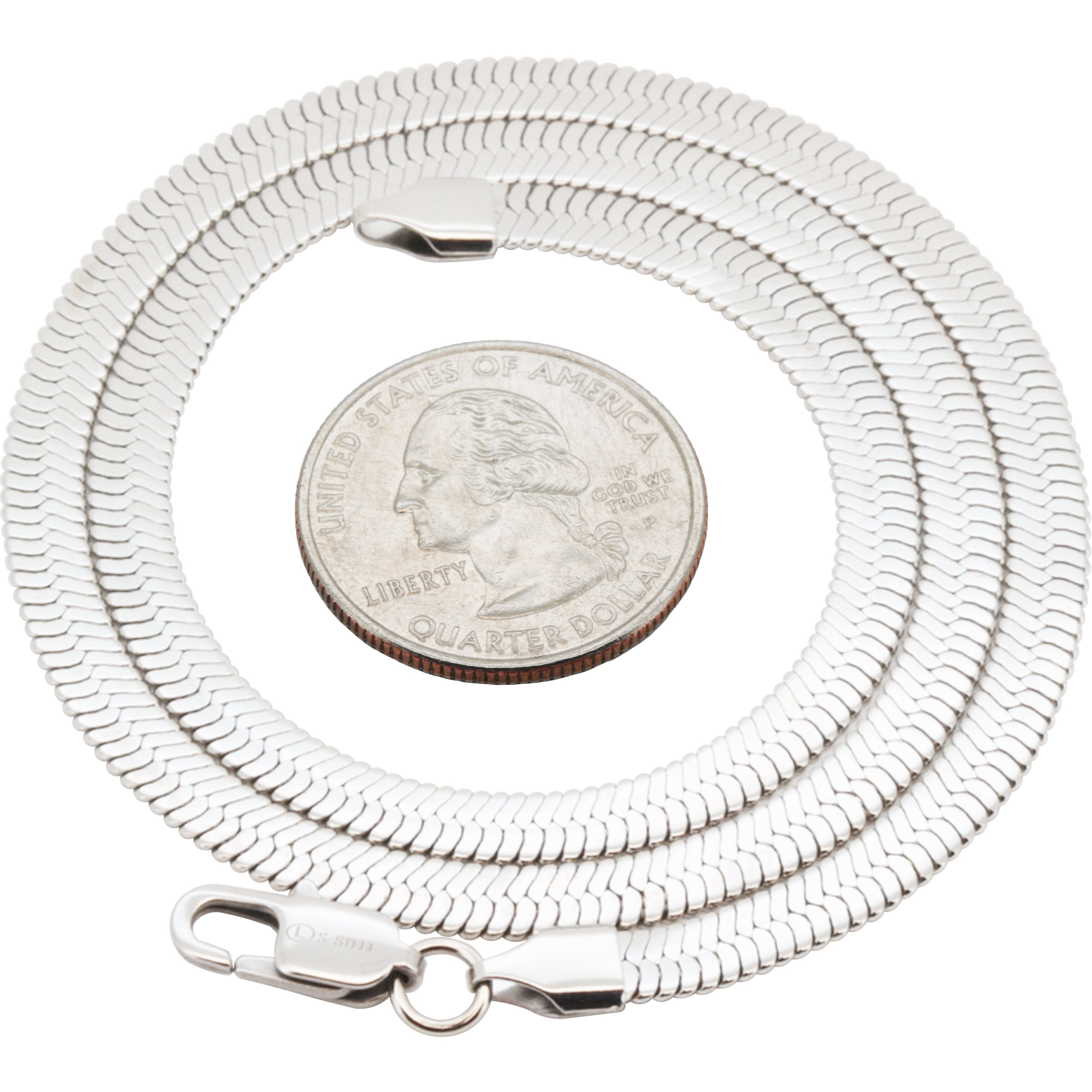 Other 316L Stainless Steel 5mm Herringbone Chain Necklace 18” Size ONE SIZE - 2 Thumbnail