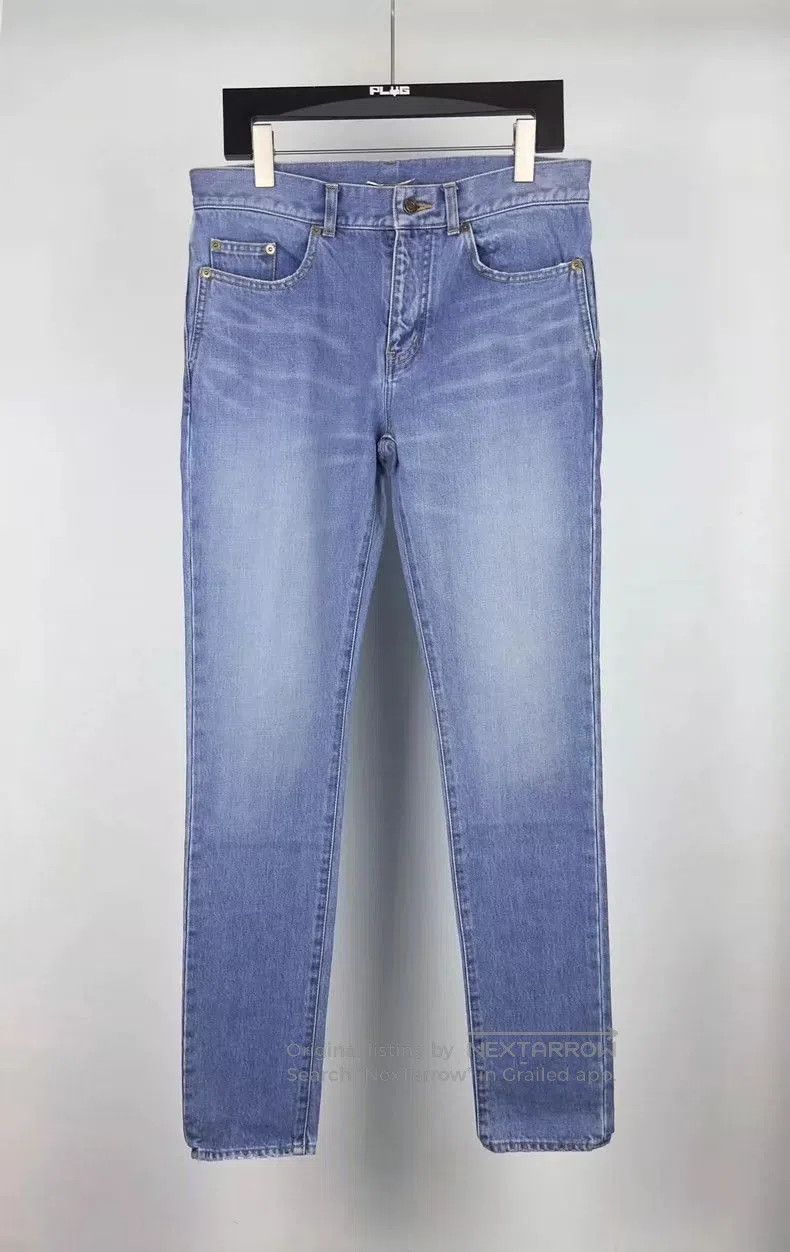 Saint Laurent Paris Saint Laurent Washed Blue Embroidered Jeans. Size US 30 / EU 46 - 1 Thumbnail