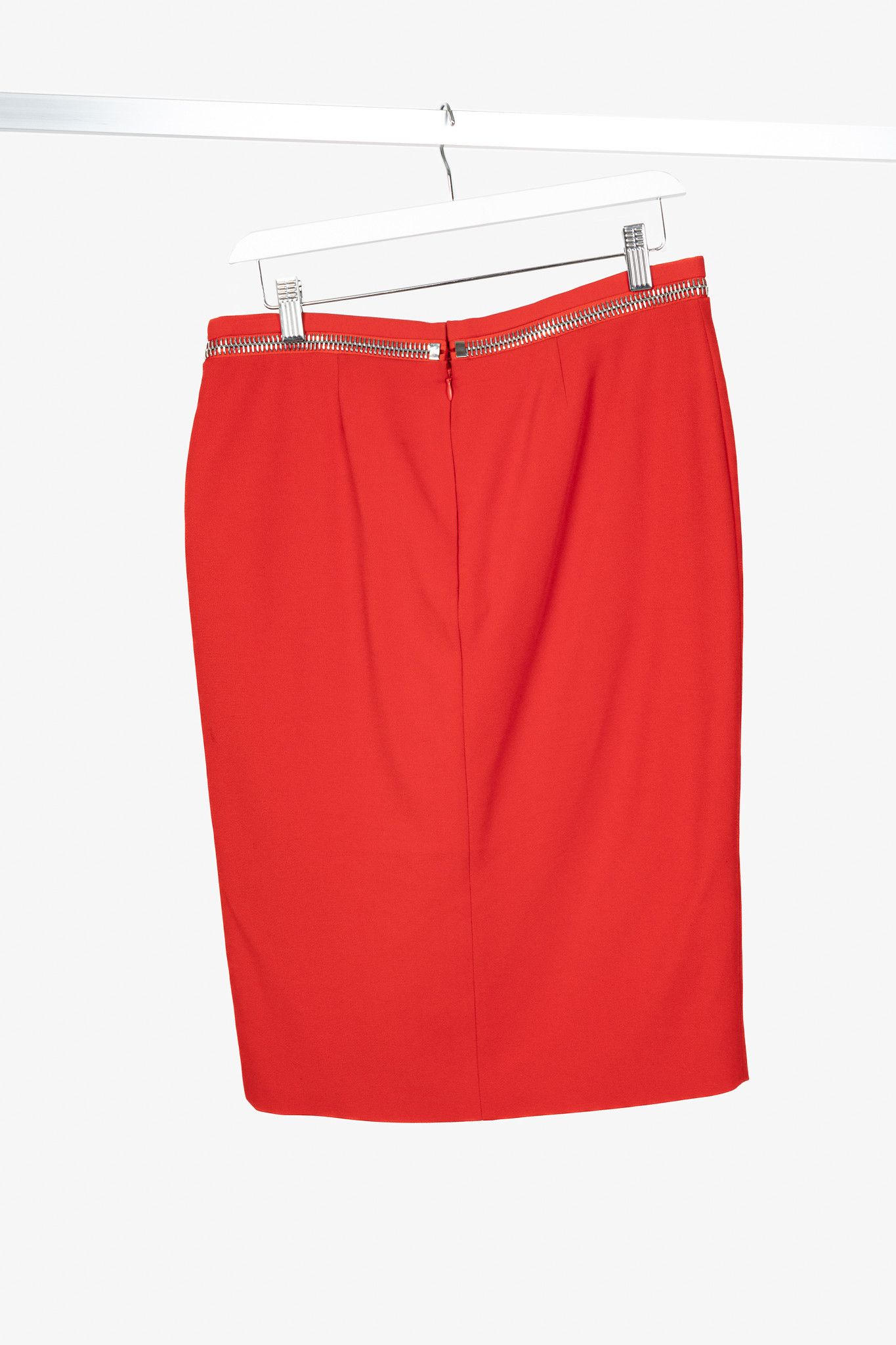Tom Ford Tom Ford Red Crepe Zip-Trim Pencil Skirt Size 28" / US 6 / IT 42 - 2 Thumbnail