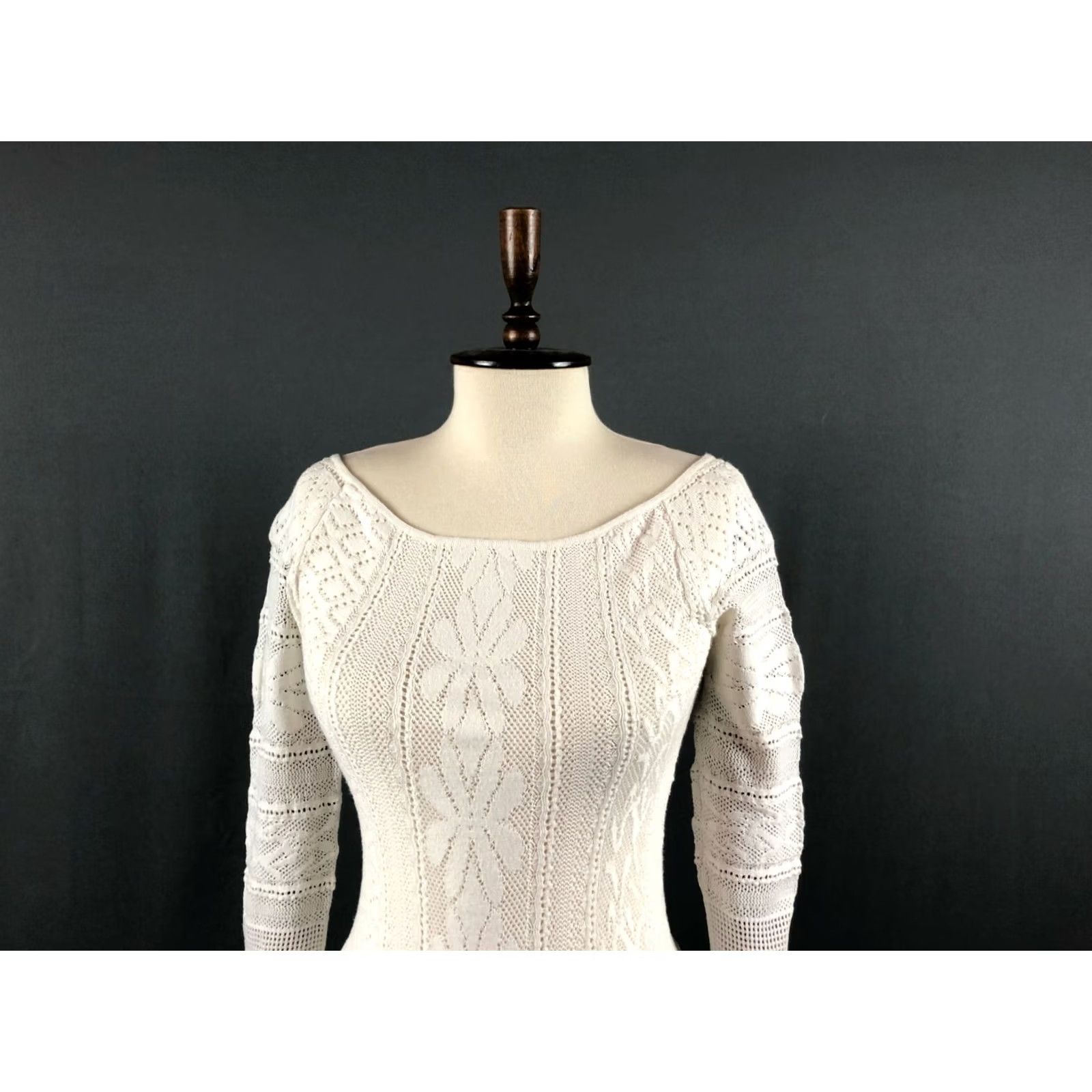 Liu Jo Liu Jo White Perforated Jumper Women Shirt Knit 100% Cotton White Boat Neck Long Sleeve Regular Fit Casual Women XS-XL Size ONE SIZE - 4 Thumbnail