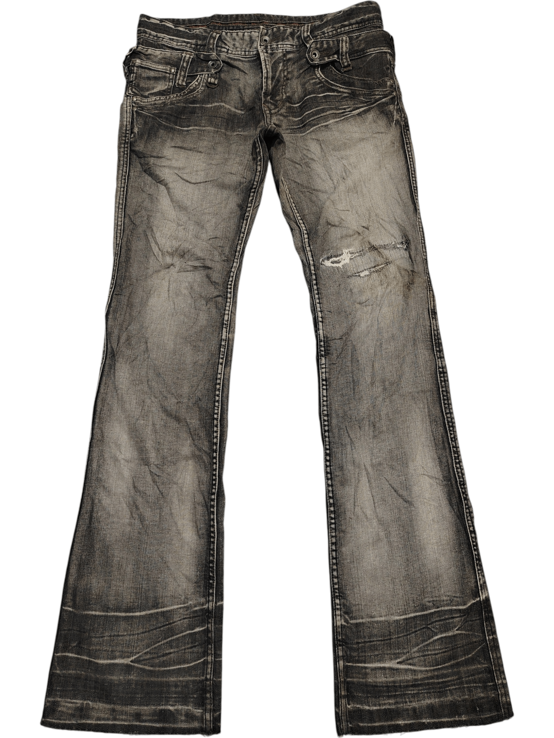 If Six Was Nine Nicole Club Double Waist NCFM Distressed jeans Flared Jeans Size US 33 - 2 Thumbnail
