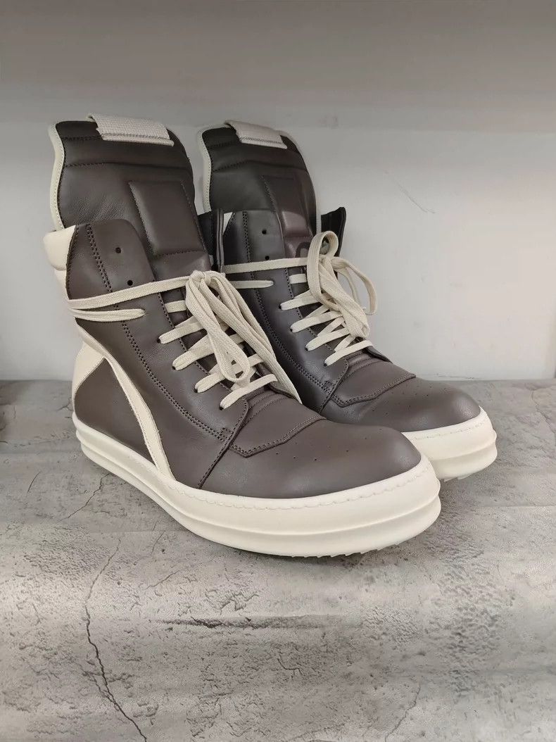 Rick Owens Rick Owens Geobasket Leather Sneakers Gray White-dmc Size US 8 / EU 41 - 1 Thumbnail
