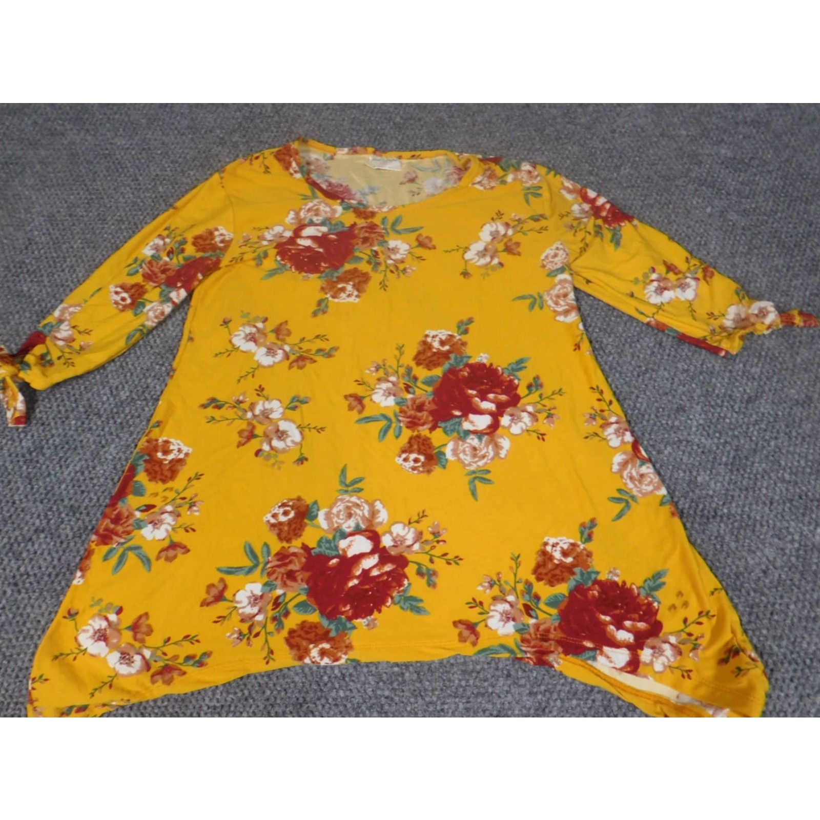 Vintage Bobbie Brooks Womens Blouse S Yellow Floral Crew Neck Pullover Stretch Casual Regular Polyester Rayon Long Sleeve Classic/Fitted Sleeve Size S / US 4 / IT 40 - 3 Thumbnail
