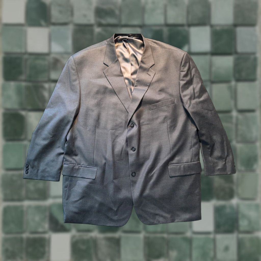 Vintage Rafael Blazer Jacket Suit Mens 54 / 49 R Gray Padded shoulders Size 54R - 1 Thumbnail