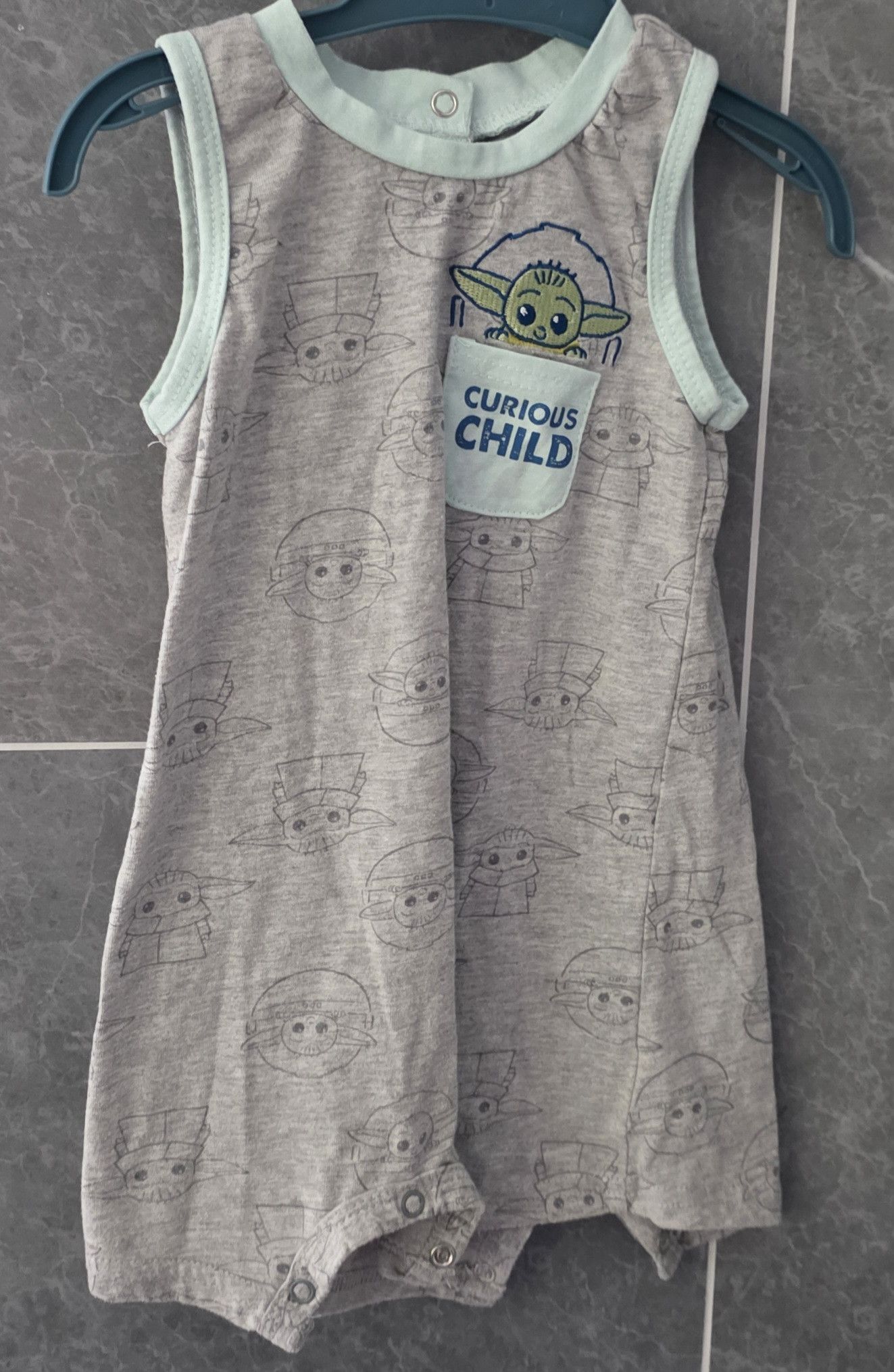 Star Wars NWOT Star Wars Baby Yoda Gray Pocket Tank Romper 24 Months Size US XXS / EU 40 - 1 Thumbnail