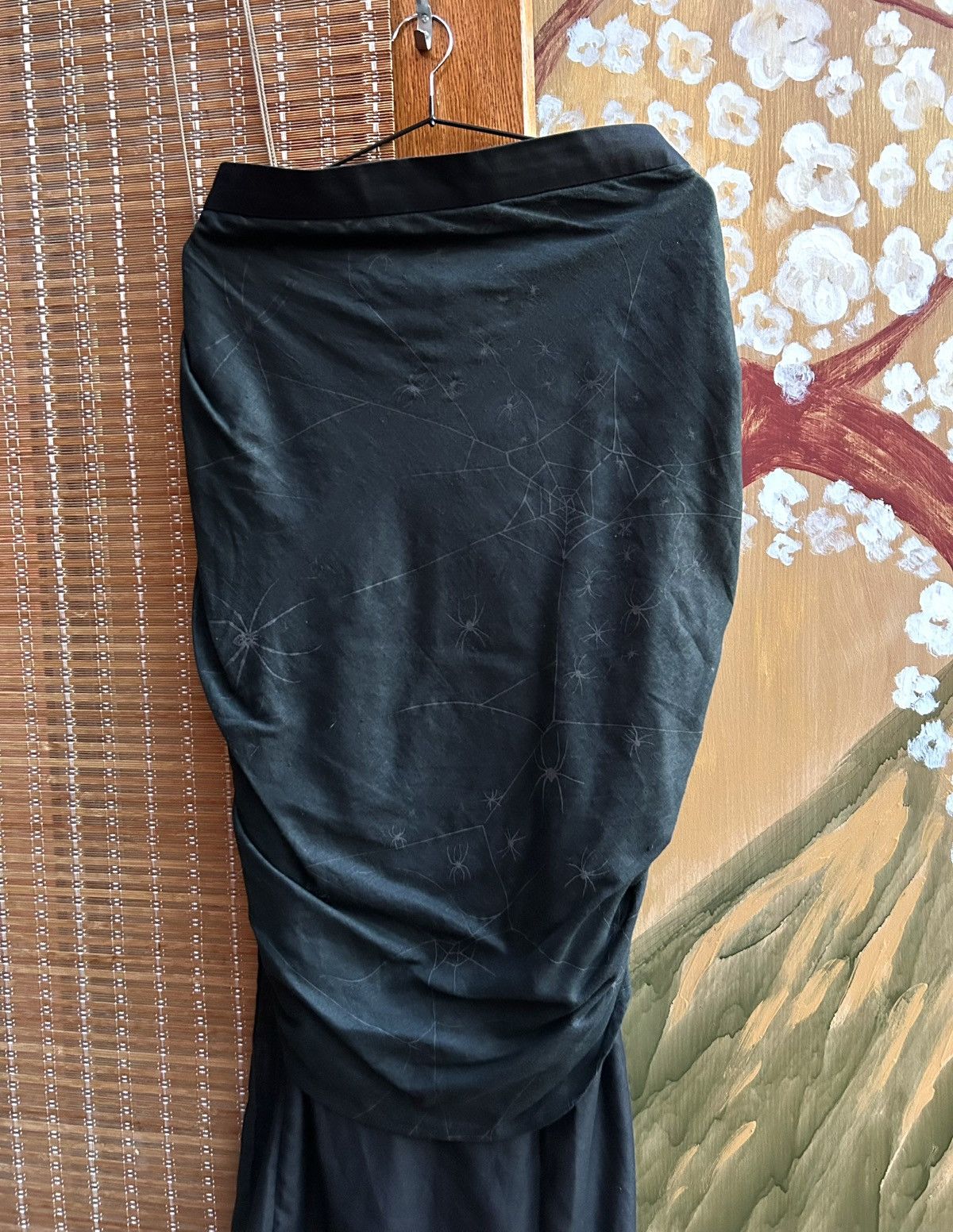 Vintage Sarah Whitworth Spider Web Ruched Skirt Black Goth Y2K Alt Size 26" / US 2 / IT 38 - 3 Thumbnail