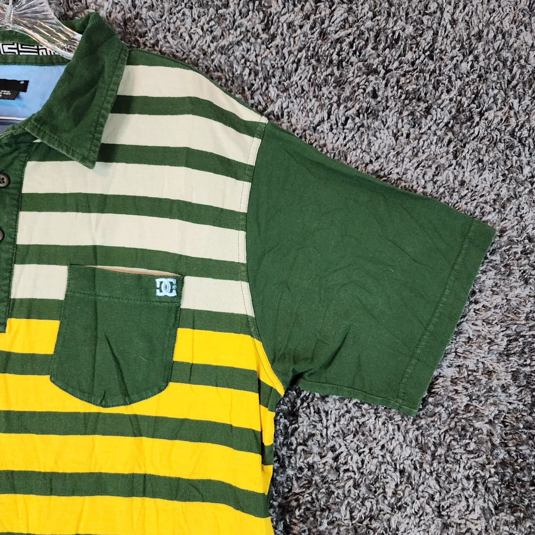 Vintage DC Green Striped Polo Shirt Mens XL Short Sleeve Size US XL / EU 56 / 4 - 2 Thumbnail