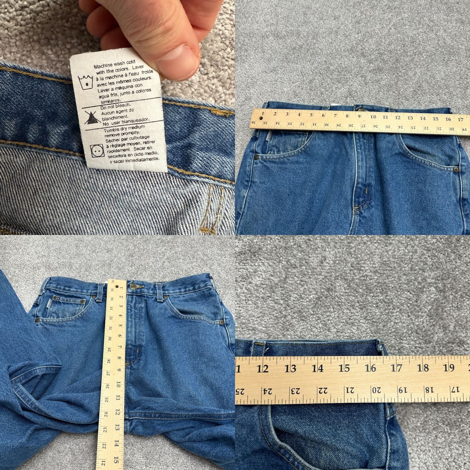 Carhartt Carhartt Jeans Mens 35x30 Denim Blue Medium Wash 29 Inseam Straight Leg Regular Fit 5-Pocket Cotton Denim Casual Button Zip USA Logo Vintage No Size US 35 - 8 Thumbnail