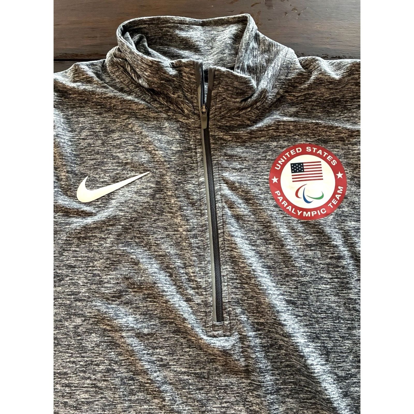 Nike Nike Running Quarter Zip Pullover Mens M Grey United States Paralympic Team Size US M / EU 48-50 / 2 - 2 Thumbnail