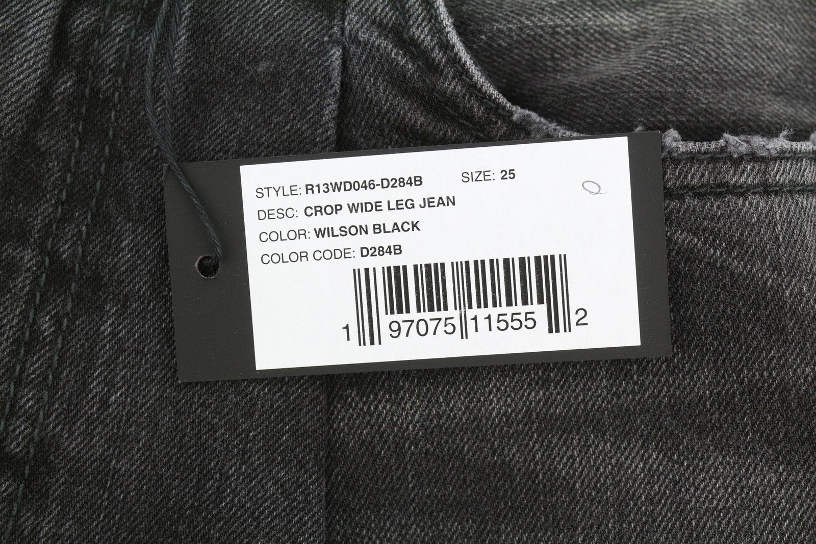 R13 CROP WIDE LEG 25 Wilson Black Faded Distress PF25 86527 Size 25" / US 0 / IT 36 - 8 Thumbnail