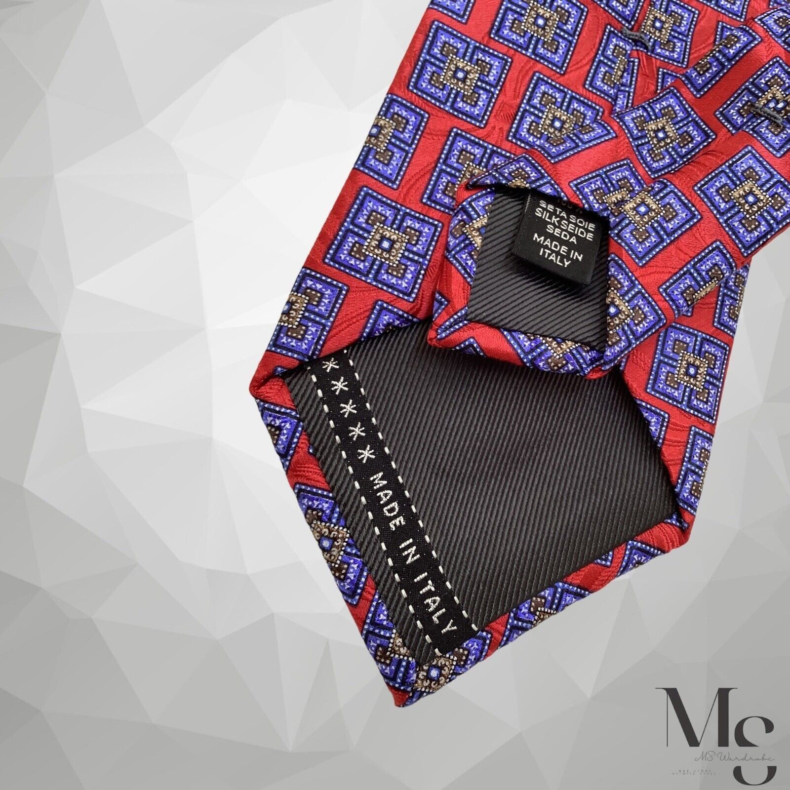 Ermenegildo Zegna ERMENEGILDO ZEGNA Black Tag Red Blue Medallion Silk Tie Ital Size ONE SIZE - 4 Thumbnail
