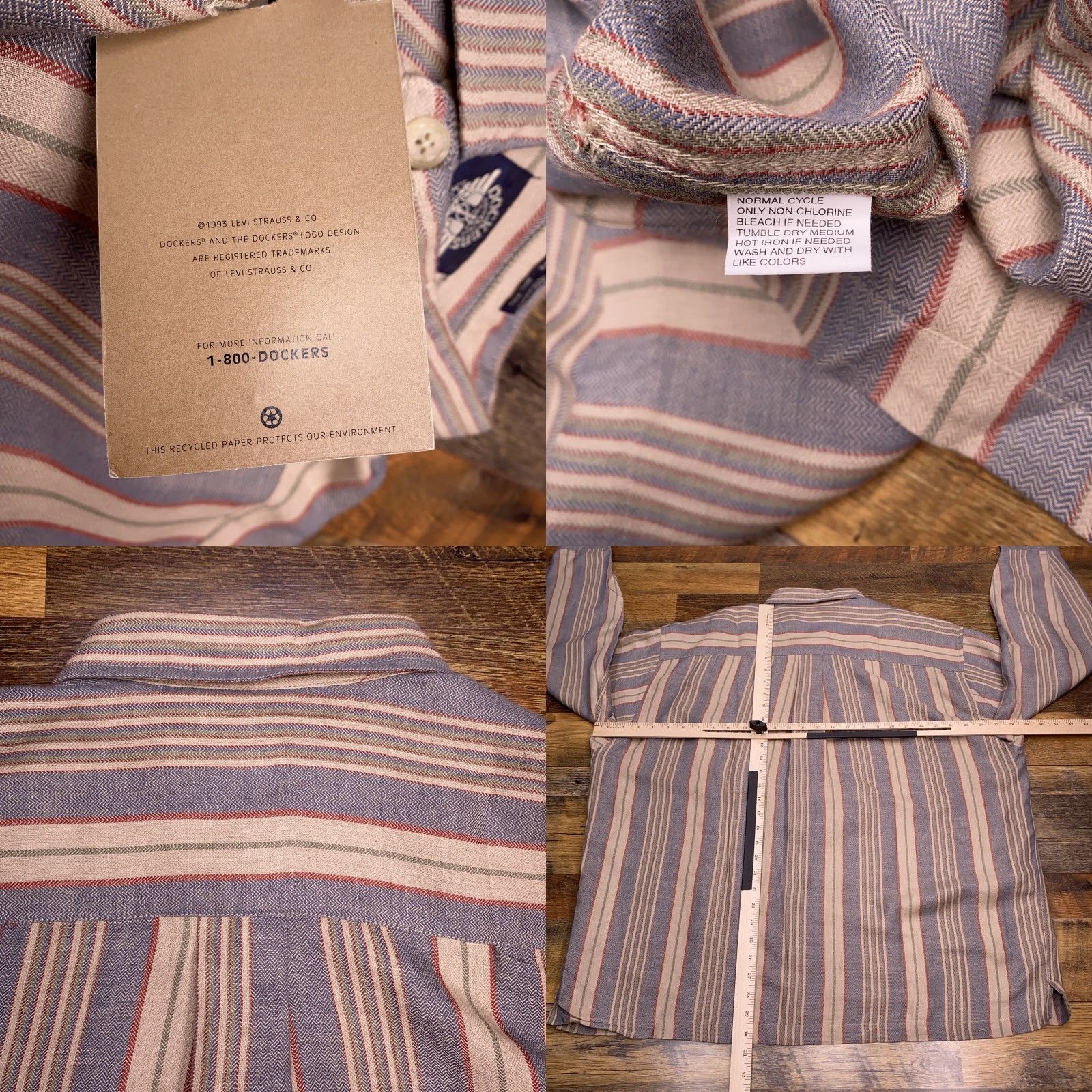 Dockers VINTAGE Dockers Shirt Mens XL Button-Up Linen Herringbone Pocket USA New Size US XL / EU 56 / 4 - 8 Thumbnail