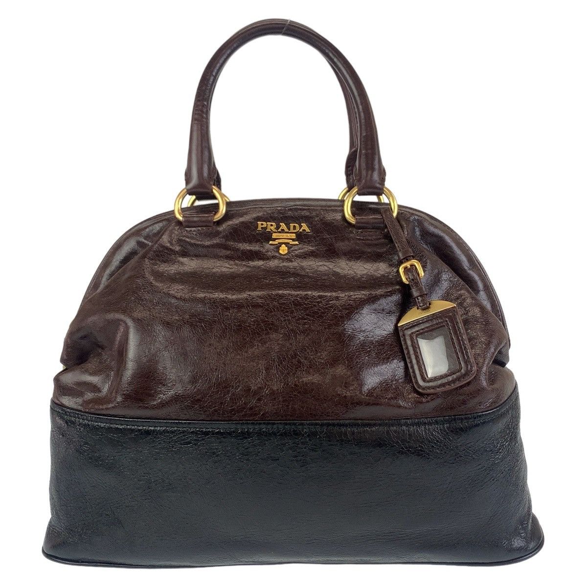 Prada Prada Prada Leather Handbag Brown Black Gold Leather Handbag in Great Condition Size ONE SIZE - 1 Thumbnail