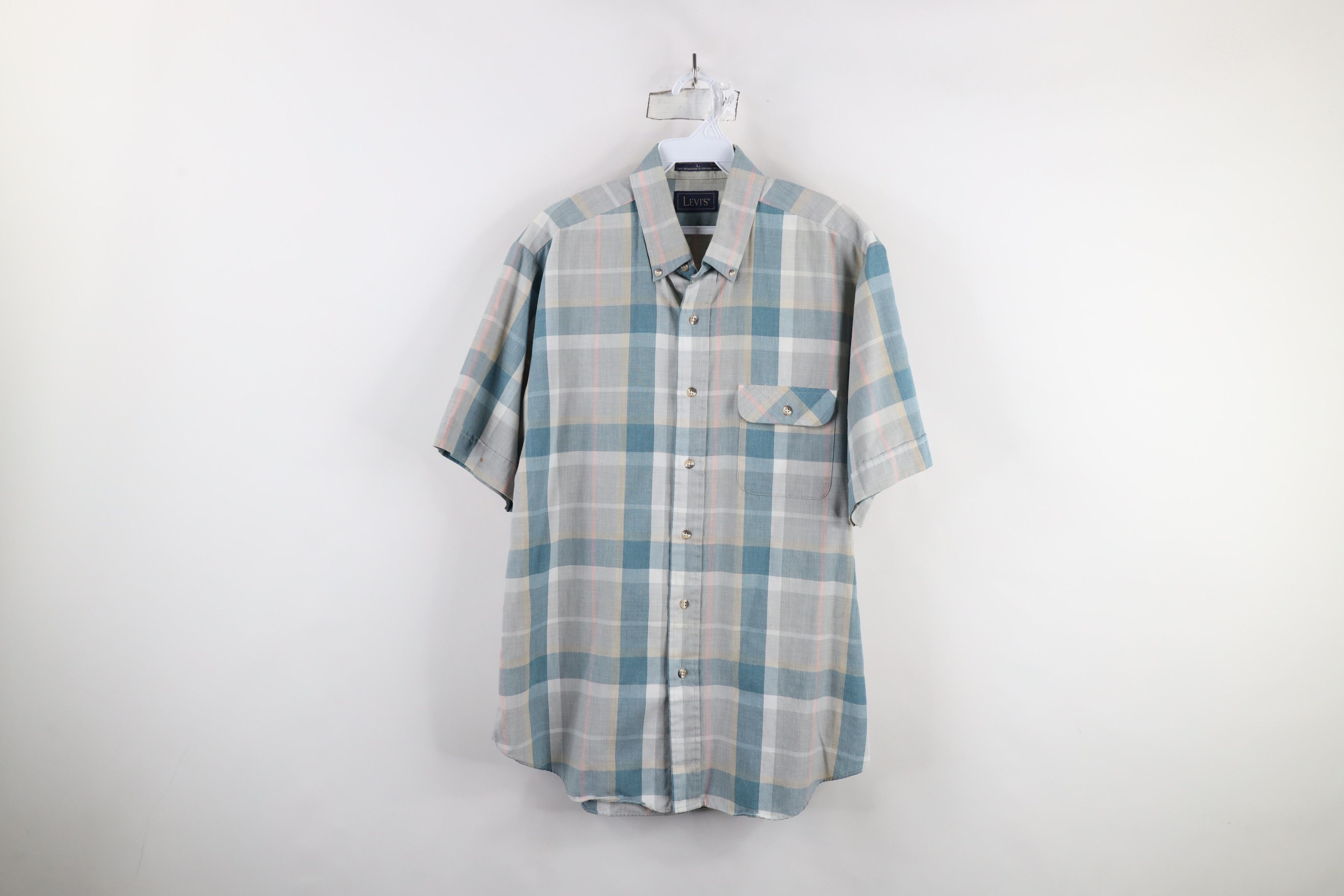 Levi's × Vintage Vintage 80s 90s Levis Distressed Pastel Button Down Shirt Size US L / EU 52-54 / 3 - 1 Thumbnail