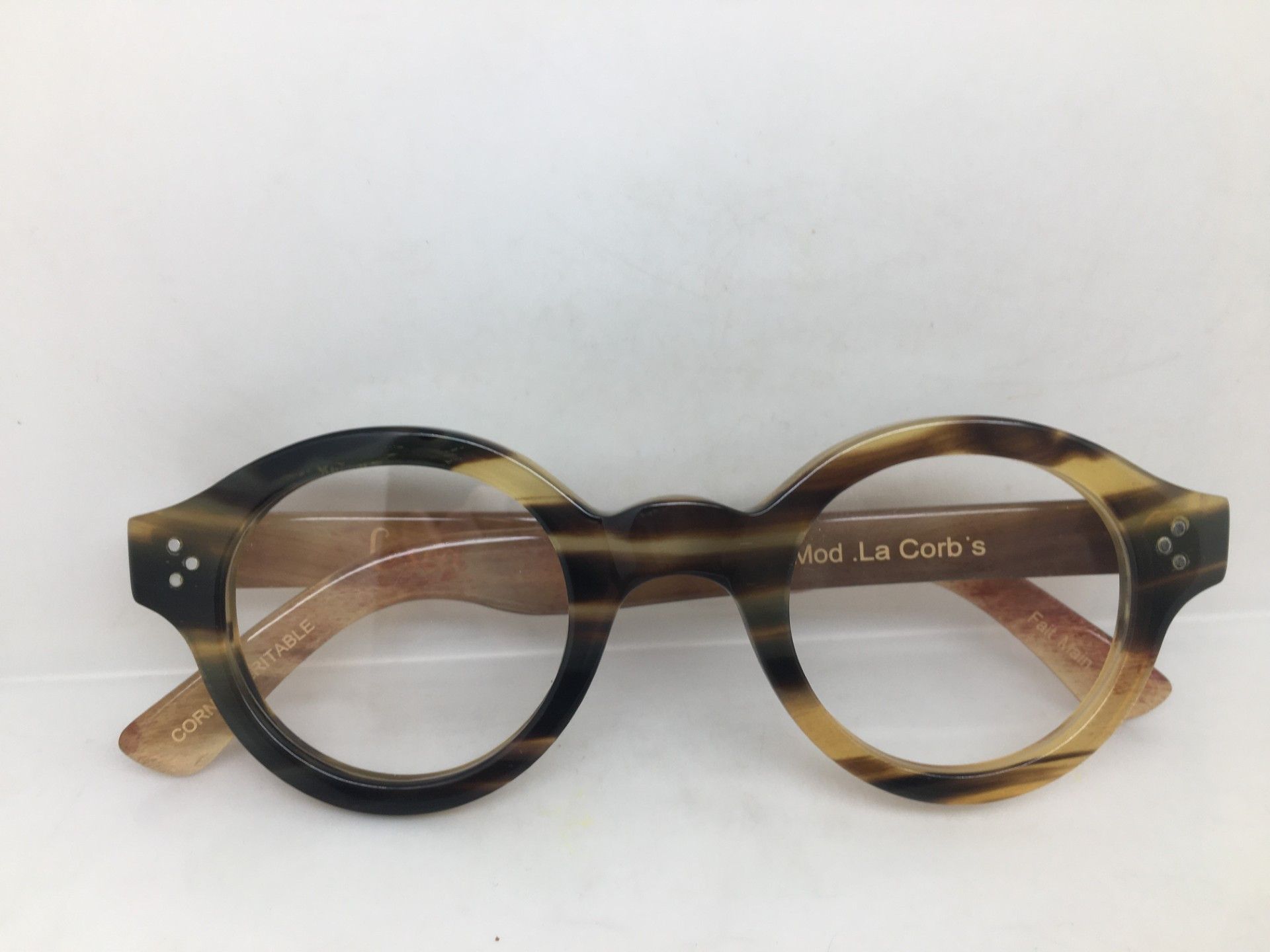 Lesca Lunetier MOD CORBUSIER ARCHITECT GENUINE HORN EYEGLASSES SPECTACLES Size ONE SIZE - 5 Thumbnail