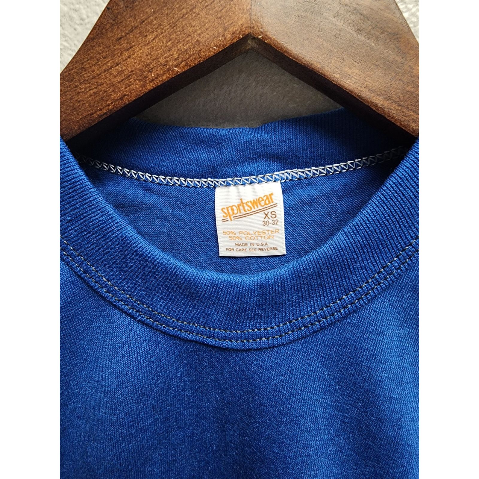 Other 80s Vintage Blue Cropped T-Shirt Sportswear Made in USA XS Size XS / US 0-2 / IT 36-38 - 2 Thumbnail