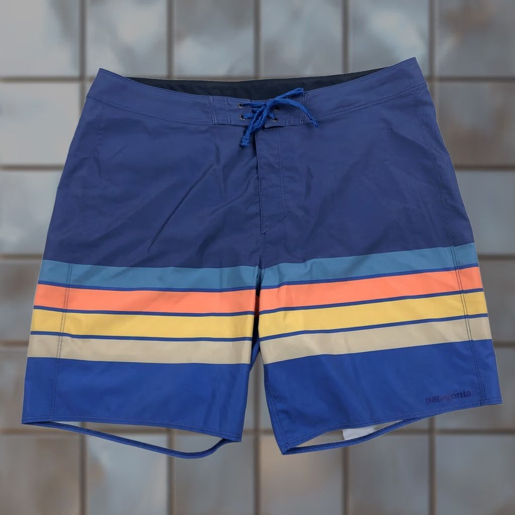 Patagonia Patagonia Hydro Series Boardshorts Striped Superior Blue Mens 36 Regular Quick Dry Recycled Polyester Pockets DWR Size US 36 / EU 52 - 1 Thumbnail