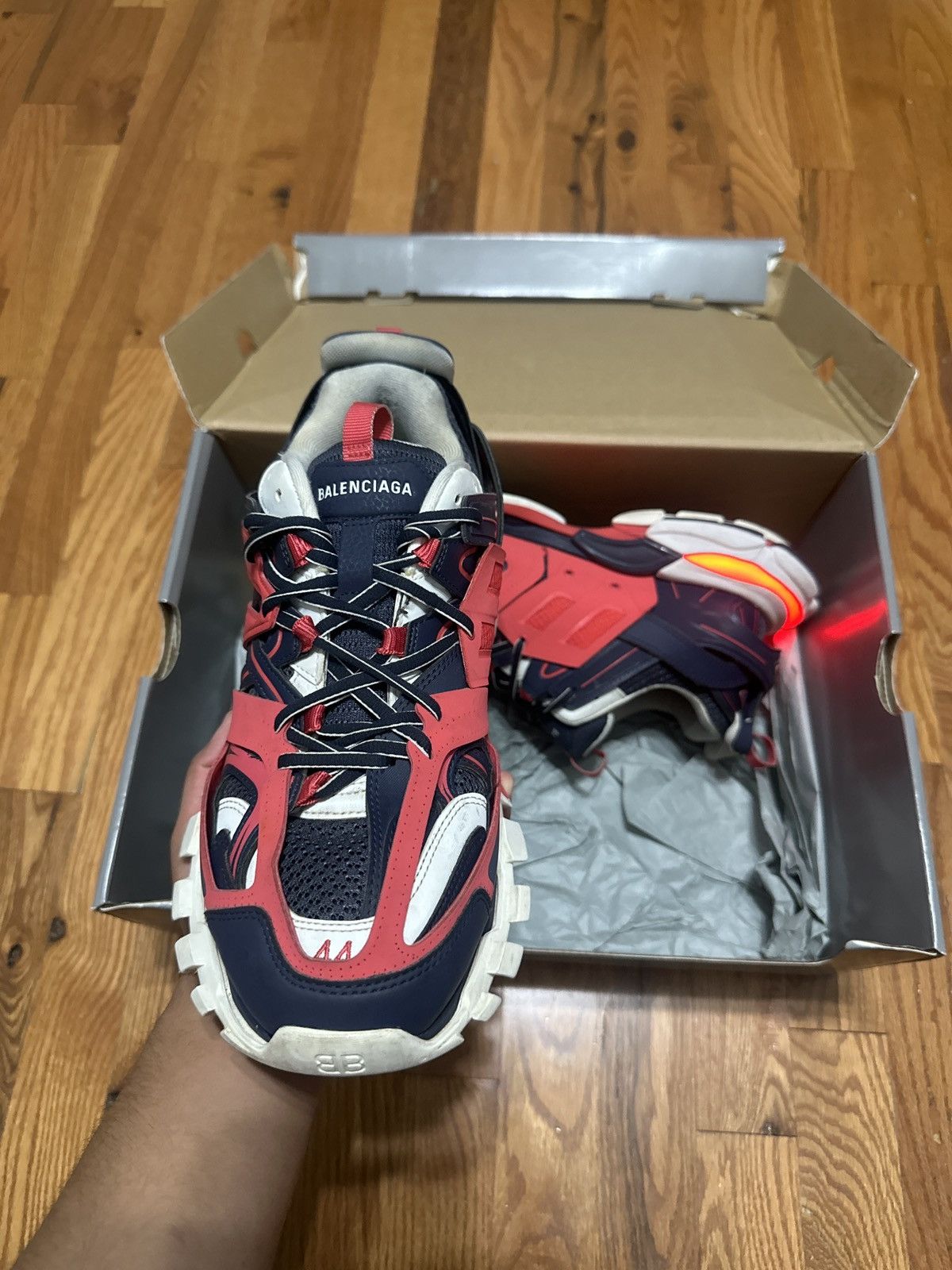 Balenciaga Balenciaga LED Track Red/White Size US 11 / EU 44 - 2 Thumbnail