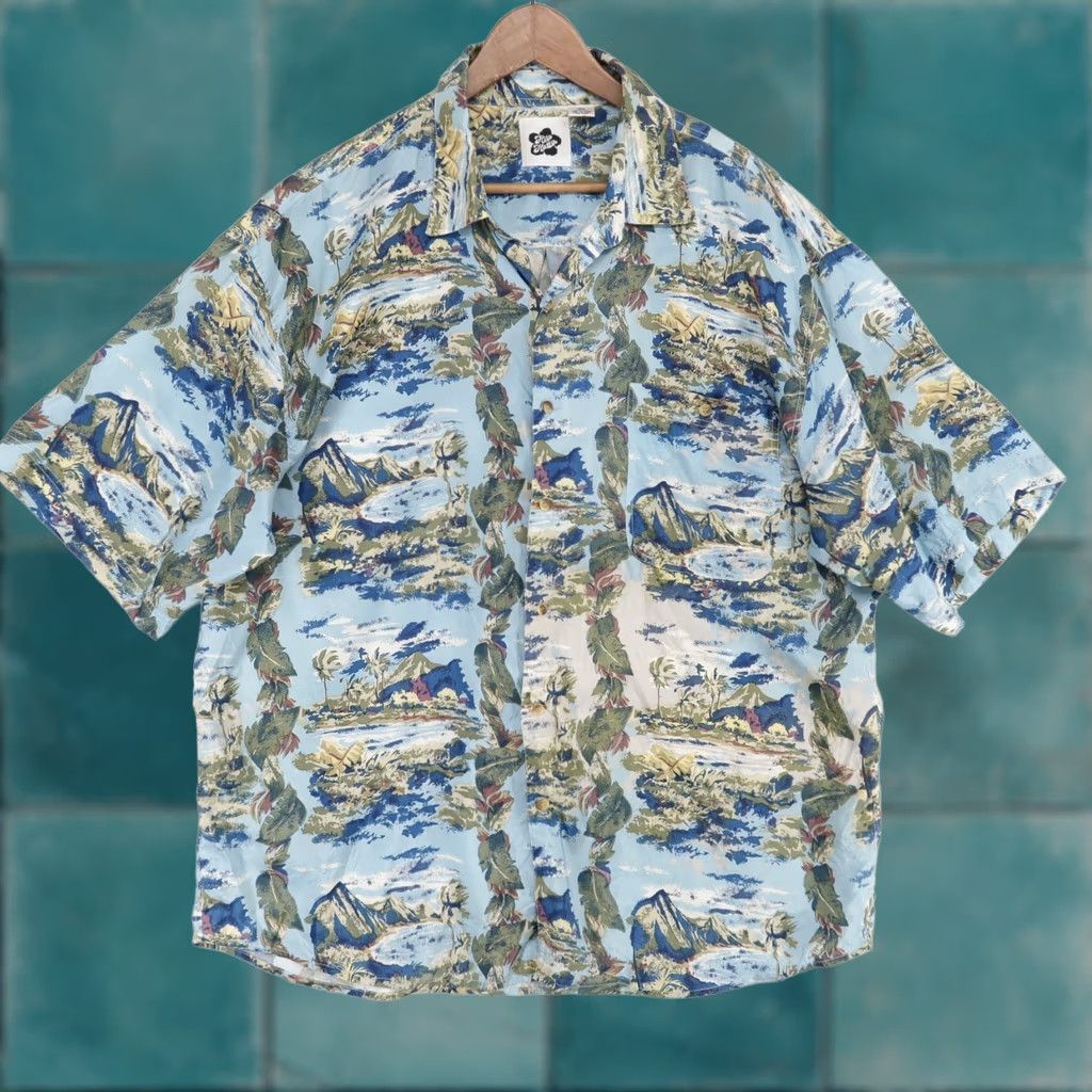 Hilo Hattie Hilo Hattie Shirt Mens XL Blue Print Silk Hawaiian Button Up Short Sleeve Island Floral Size US XL / EU 56 / 4 - 1 Thumbnail