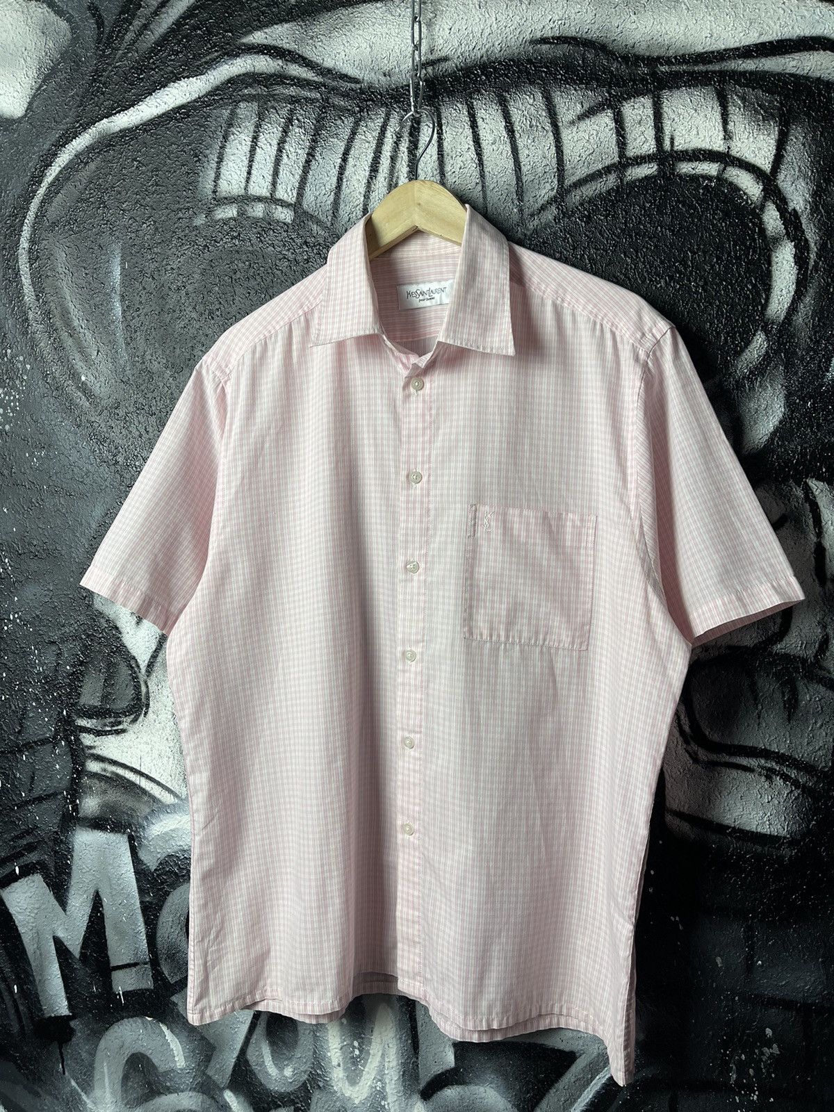 Yves Saint Laurent Yves Saint Laurent Vintage Pink Checkered Shirt Size L Size US L / EU 52-54 / 3 - 1 Thumbnail