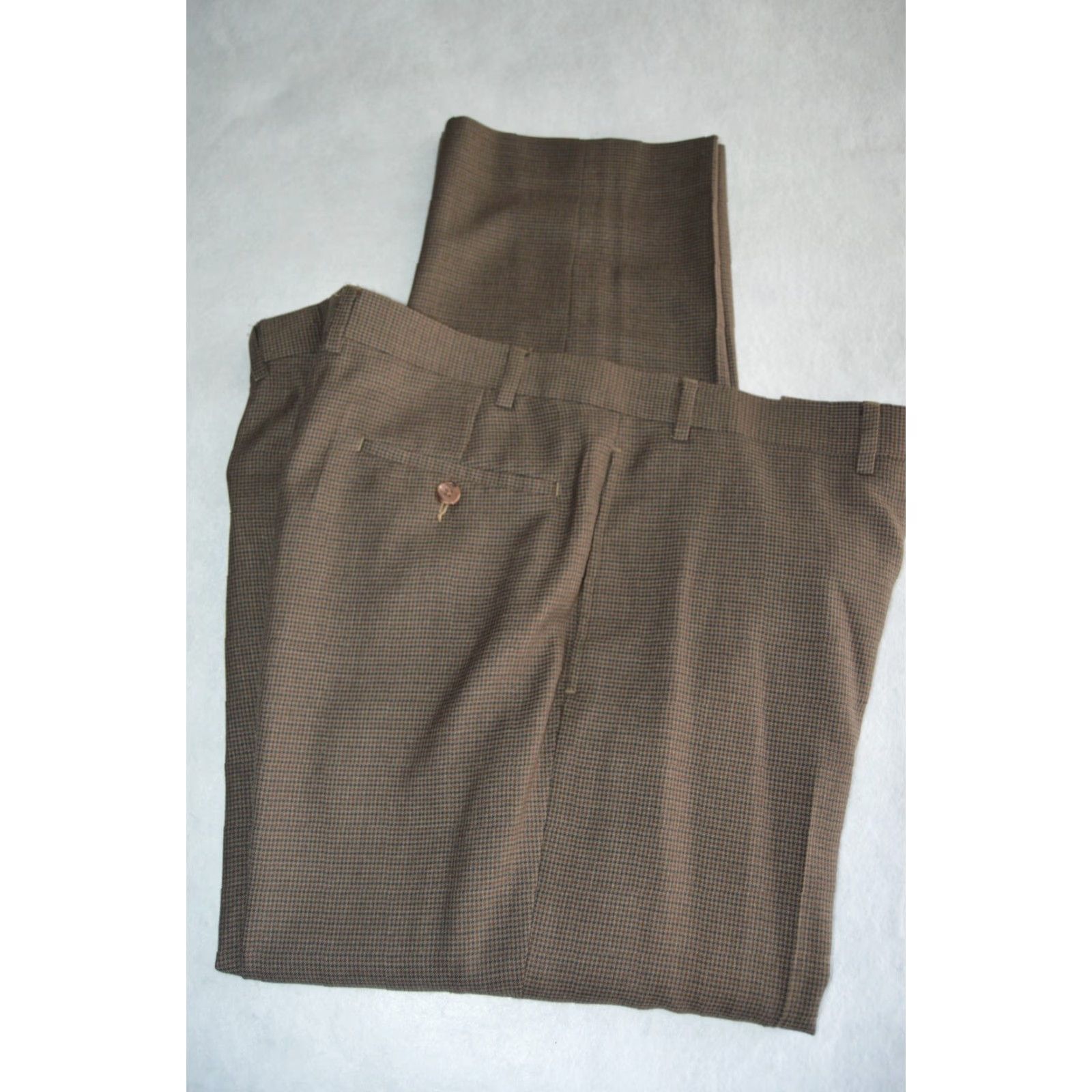 Polo Ralph Lauren Polo Ralph Lauren Mens Dress Pants Brown Plaid Flat Front Polyester 38/30 Size US 38 / EU 54 - 3 Thumbnail