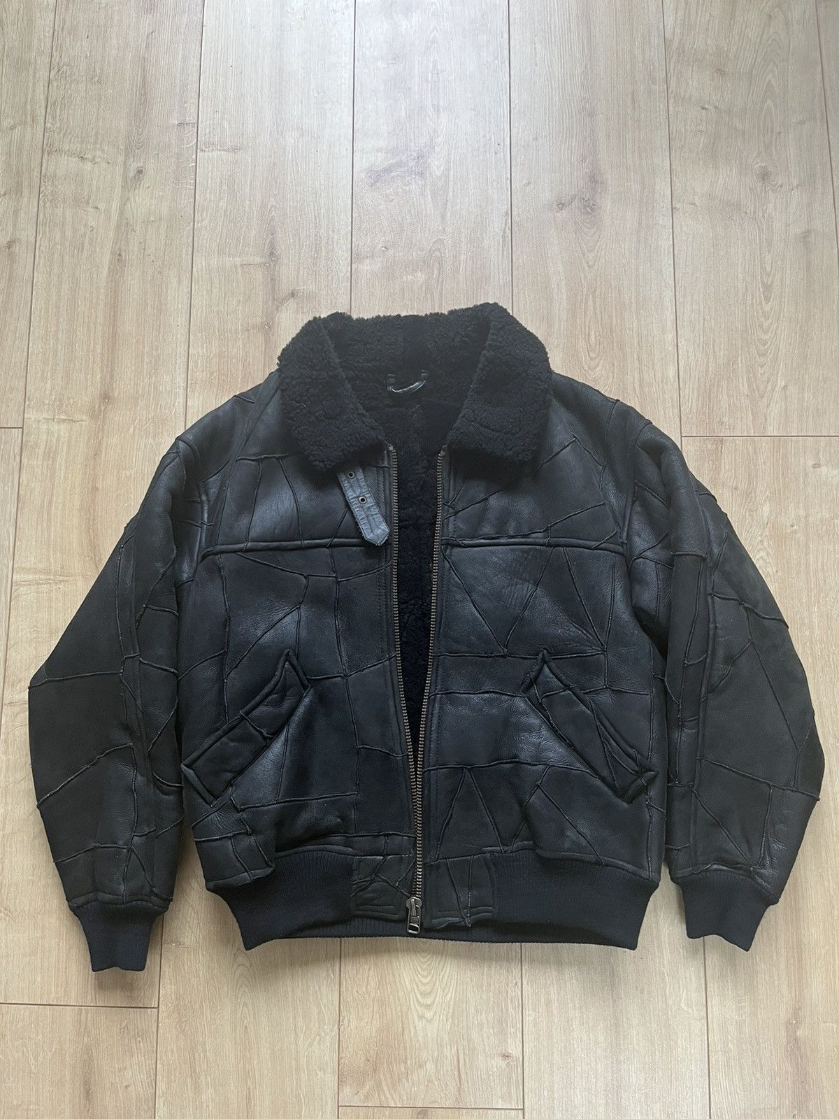 Japanese Brand 1990s patchwork shearling bomber/aviator leather jacket Size US M / EU 48-50 / 2 - 1 Thumbnail