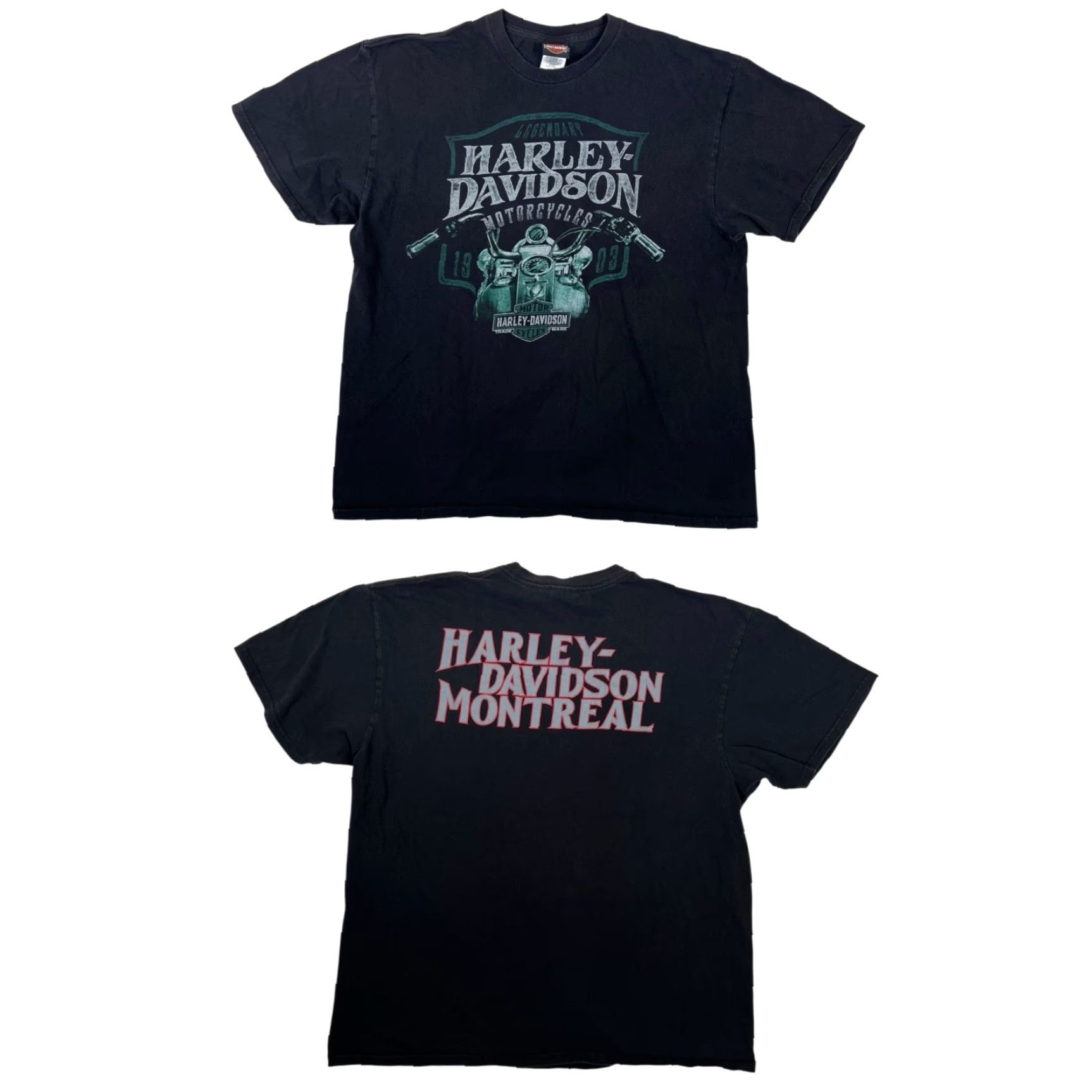 Harley Davidson VINTAGE Harley-Davidson T-Shirt XL Black Cotton, Logo, 90s Biker Motorcycle Skull, Classic, Double-Sided, Crew Neck, Short Sleeve, Men, United States Size US XL / EU 56 / 4 - 2 Thumbnail