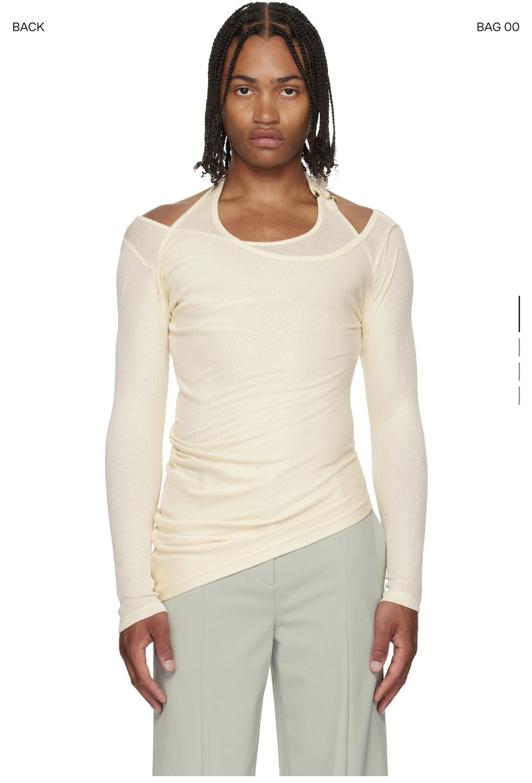 Jean Paul Gaultier Off White Jean Paul Gaultier Jersey Top Size US S / EU 44-46 / 1 - 1 Thumbnail