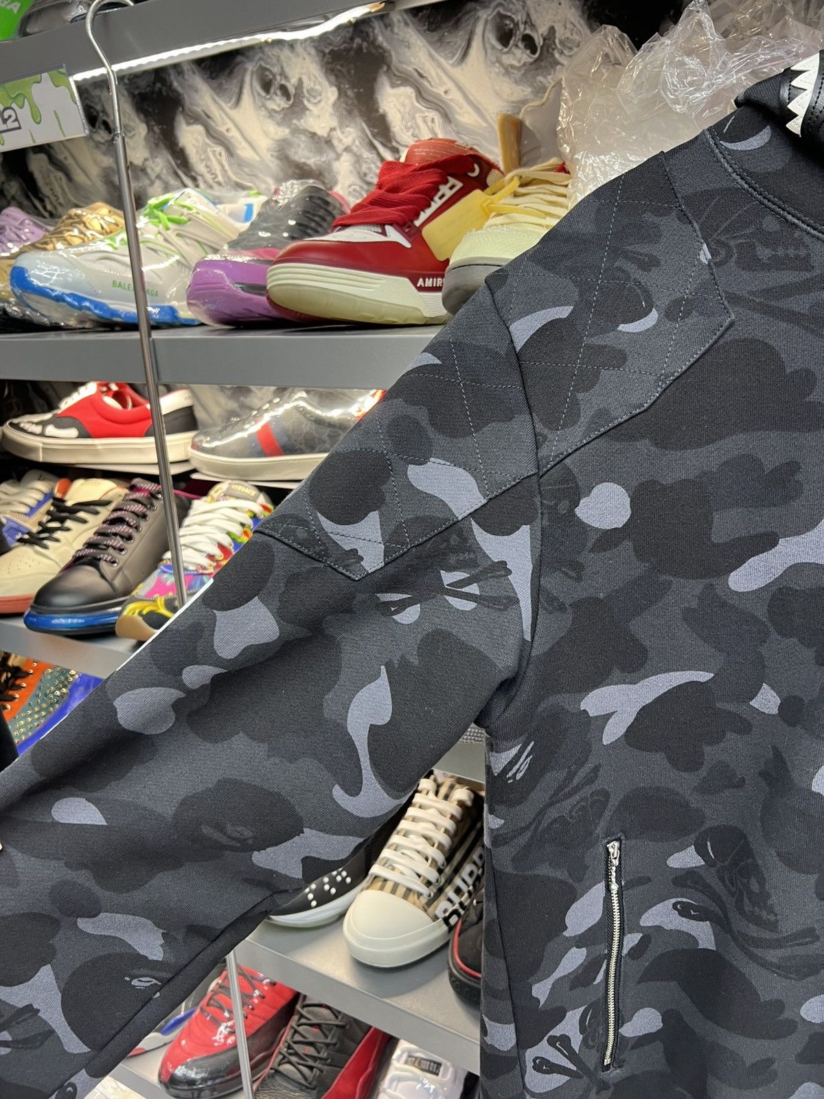 Bape Bape x NEIGHBORHOOD Split Camo Shark Hoodie Size US XL / EU 56 / 4 - 3 Thumbnail