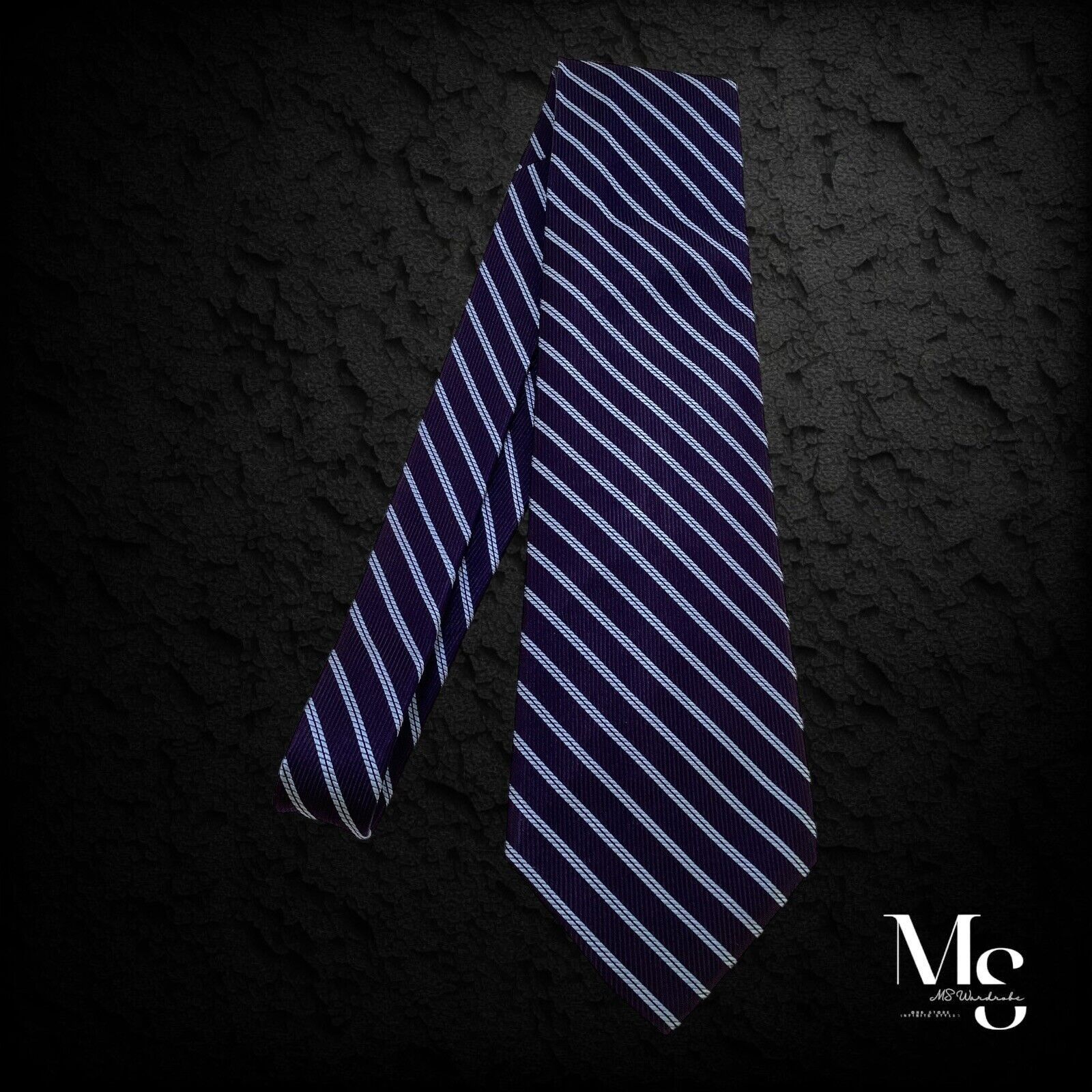 Bvlgari BVLGARI 7Fold Blue Striped Silk Tie Made In Italy W:4" NWOT Size ONE SIZE - 7 Thumbnail