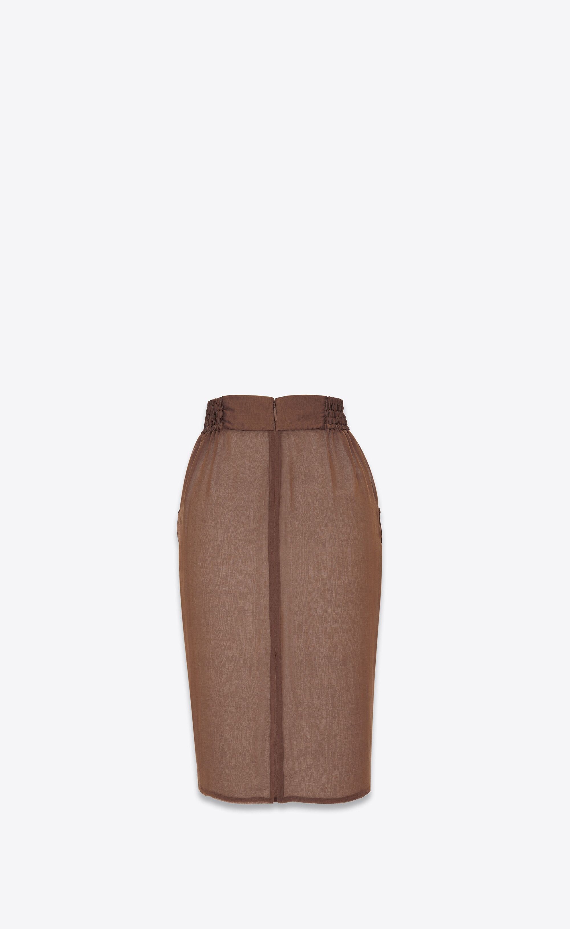 Saint Laurent Paris oc11z1125 Pencil Skirt in Silk Muslin in Brown Size 25" / US 0 / IT 36 - 3 Thumbnail