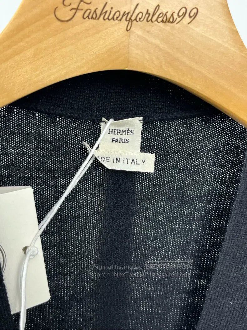 Hermes Hermes Black Geometric Printed V-neck Knit Cardigan Size XS / US 0-2 / IT 36-38 - 3 Thumbnail