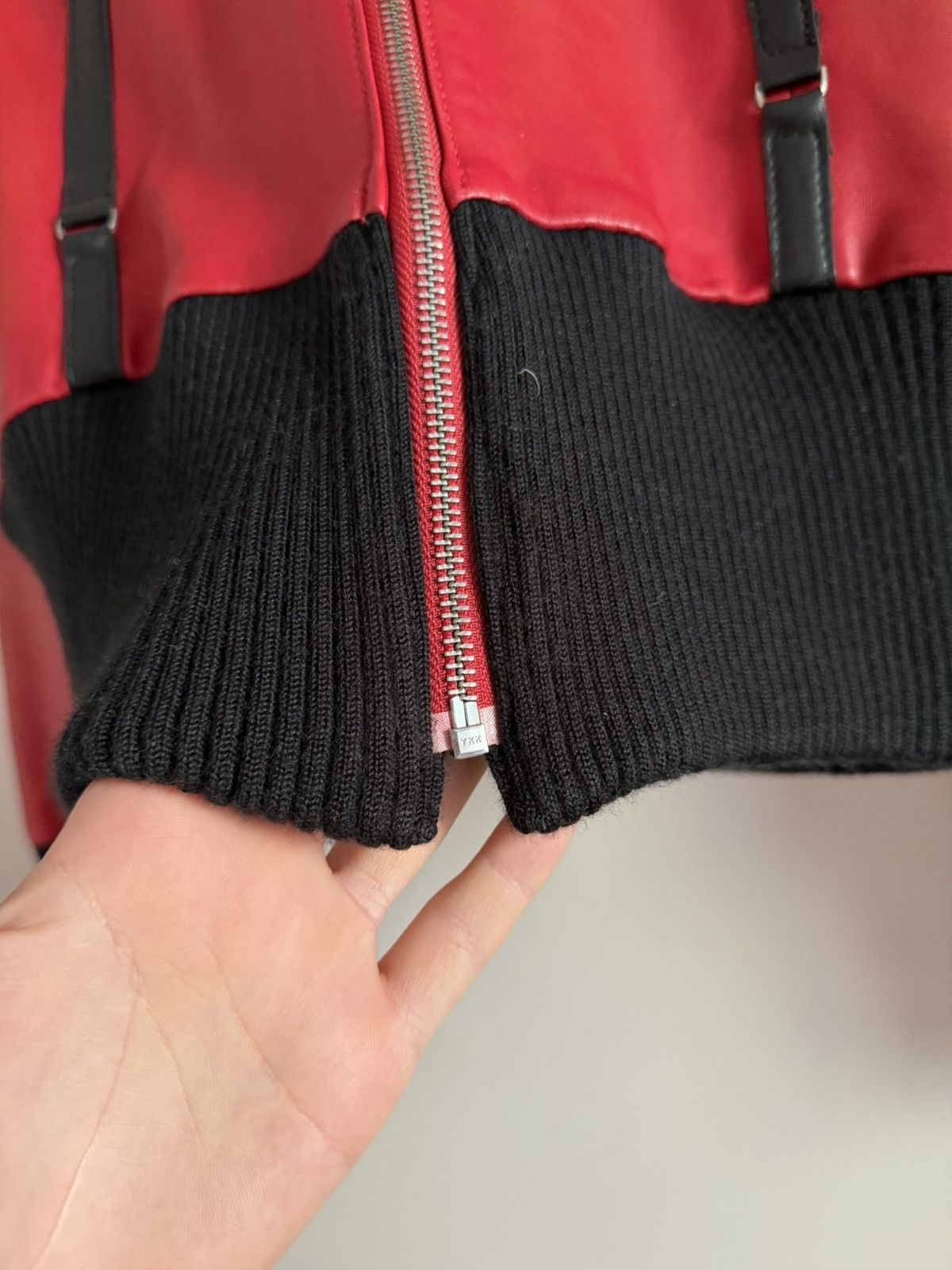 Japanese Brand Red Leather Jacket High Neck Pearl Sheen Strap Detail Size S / US 4 / IT 40 - 6 Thumbnail