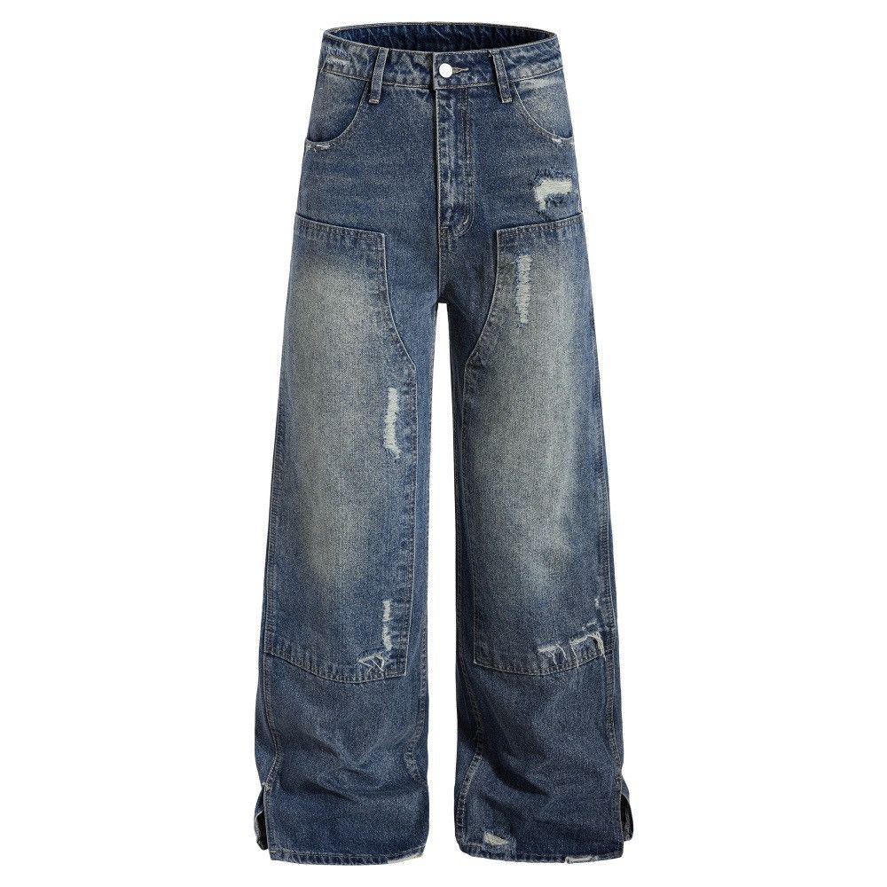 Vintage Men's Retro Punk Distressed Loose-Fit Split-Hem Jeans Size US 32 / EU 48 - 1 Thumbnail