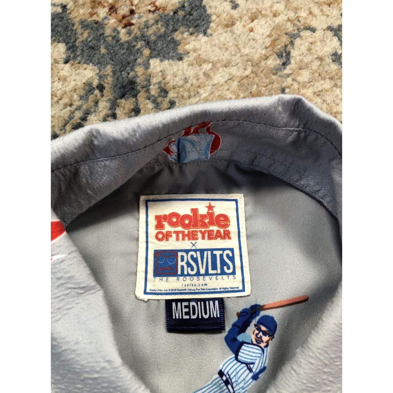 Vintage RSVLTS Rookie Of The Year Shirt Mens M Gray Baseball Graphic Button Up Short Sleeve Collared Button-Up Vintage: No Size US M / EU 48-50 / 2 - 7 Thumbnail