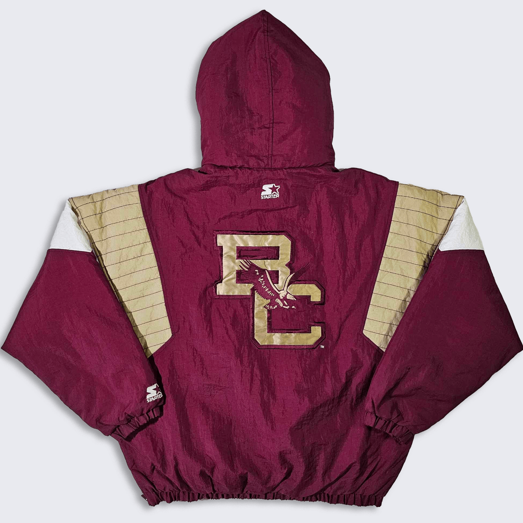 image of Boston College Eagles Vintage 90's Starter Jacket in Maroon Red/Gold/White, Men's (Size XL)