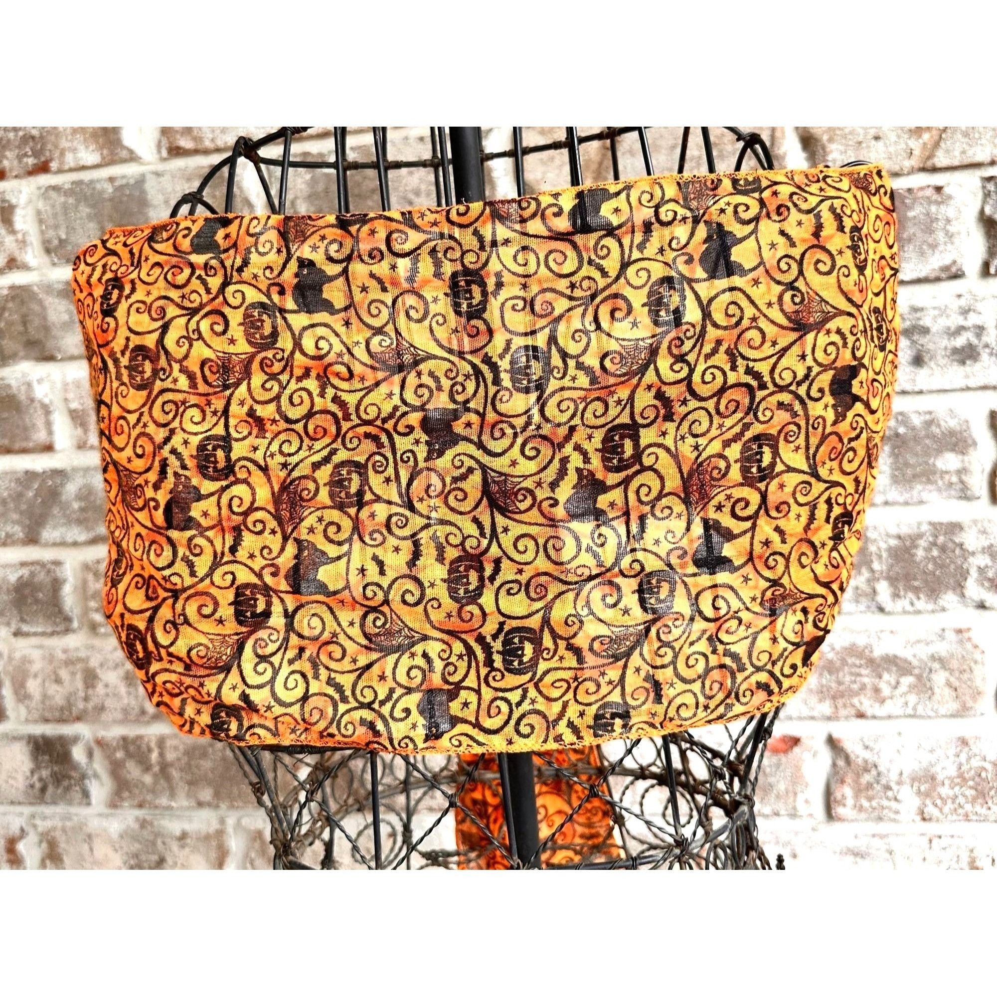 Vintage ViTG Halloween Neck Scarf Orange Black Cats Jack O Lantern B Size ONE SIZE - 4 Thumbnail