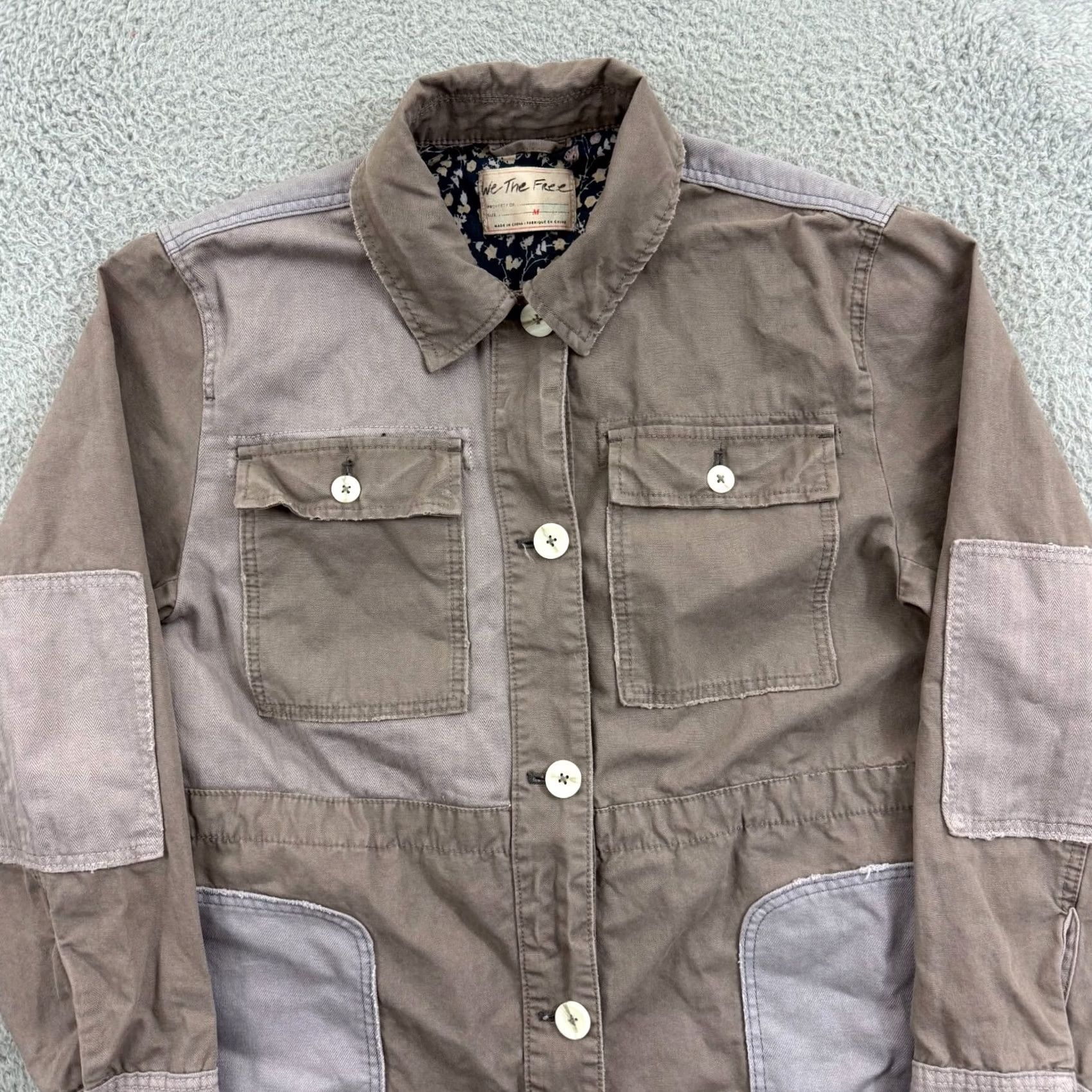 Free People Free People Apollo Cargo Jacket Womens Medium Oversized Button Utility Outdoor Beige Regular Jacket Size M / US 6-8 / IT 42-44 - 3 Thumbnail