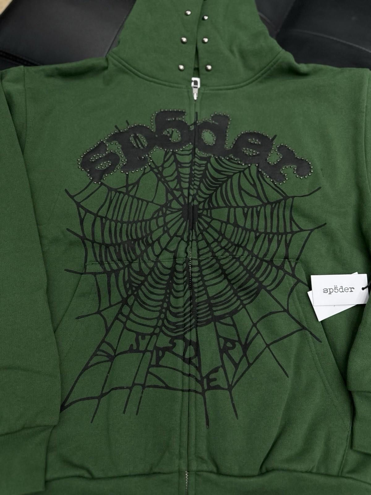 Sp5der Sp5der Worldwide Green Zip Up Studded Hoodie Size Small Size US S / EU 44-46 / 1 - 2 Thumbnail