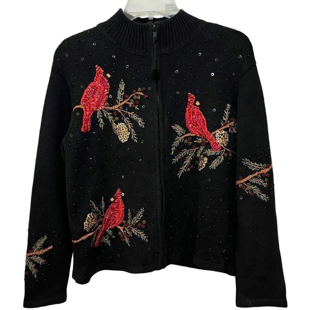 Vintage Y2K Heirloom Holiday Cardigan Sweater M Sequins Embroidered Size M / US 6-8 / IT 42-44 - 9 Thumbnail
