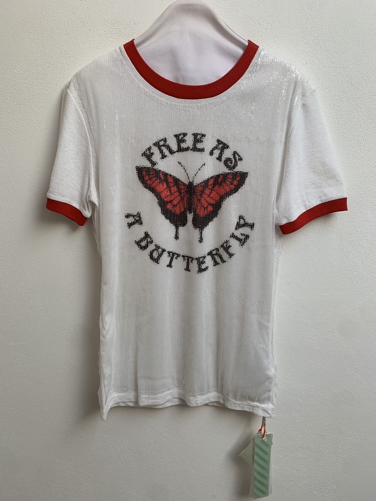 Payette Off-White Small Glitter Butterfly T-Shirt White